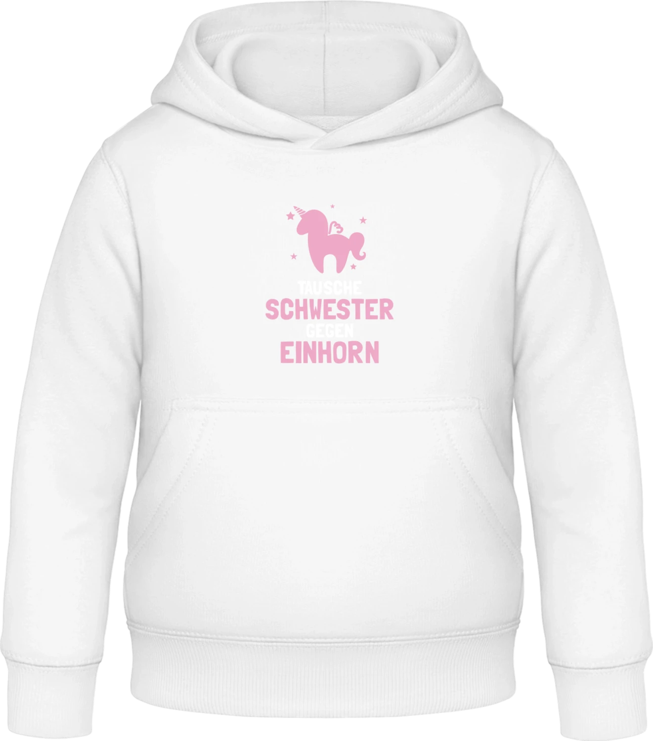 Tausche Schwester gegen Einhorn - Arctic white Awdis Hoodie Kids - Front