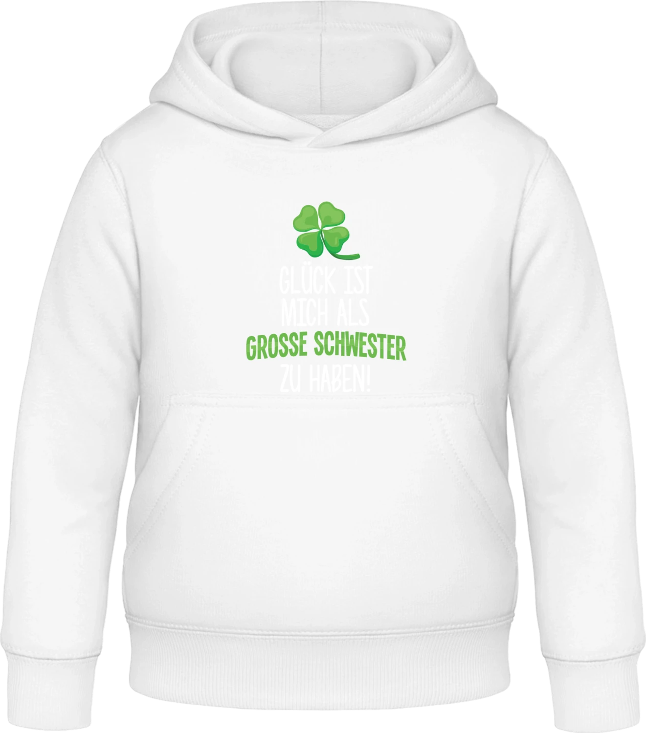 Glück ist, mich als grosse Schwester zu haben - Arctic white Awdis Hoodie Kids - Front