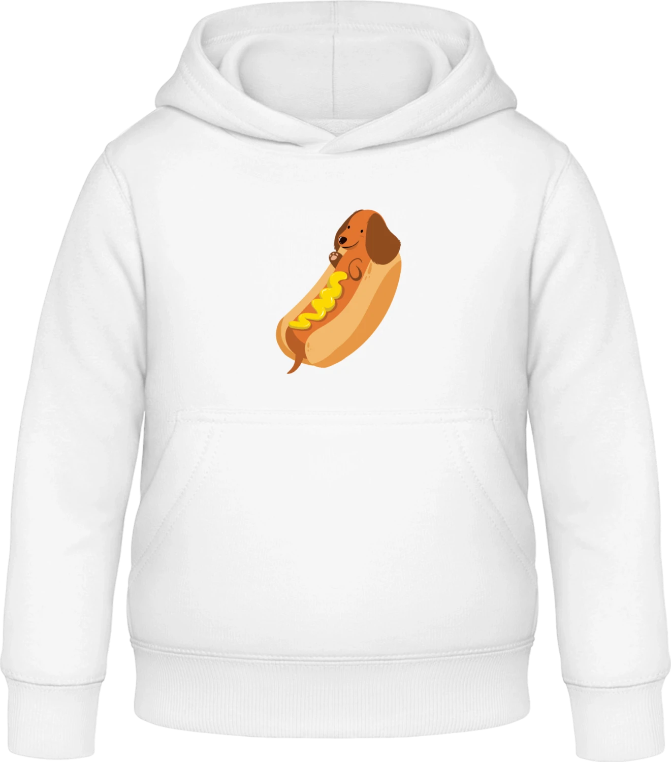 Hot Dog Illustration - Arctic white Awdis Hoodie Kids - Front