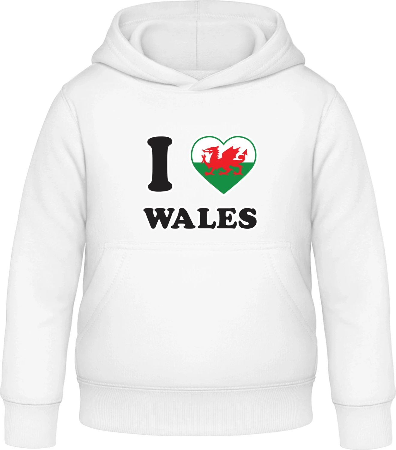 I Love Wales - Arctic white Awdis Hoodie Kids - Front