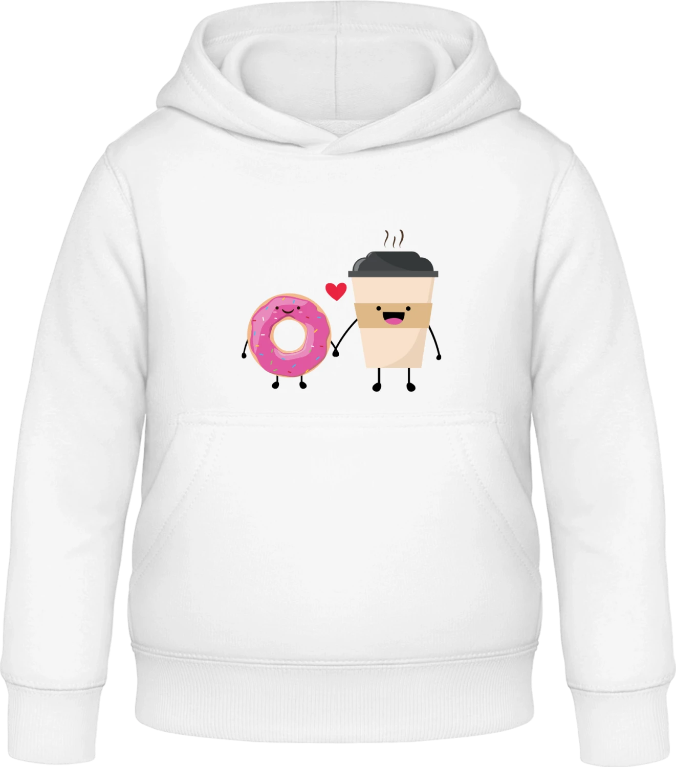 Donuts And Coffee In Love - Arctic white Awdis Hoodie Kids - Front