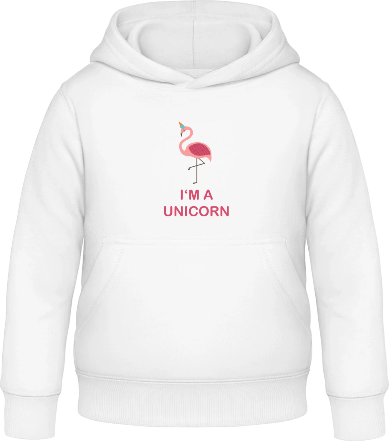 I Am A Unicorn Flamingo - Arctic white Awdis Hoodie Kids - Front