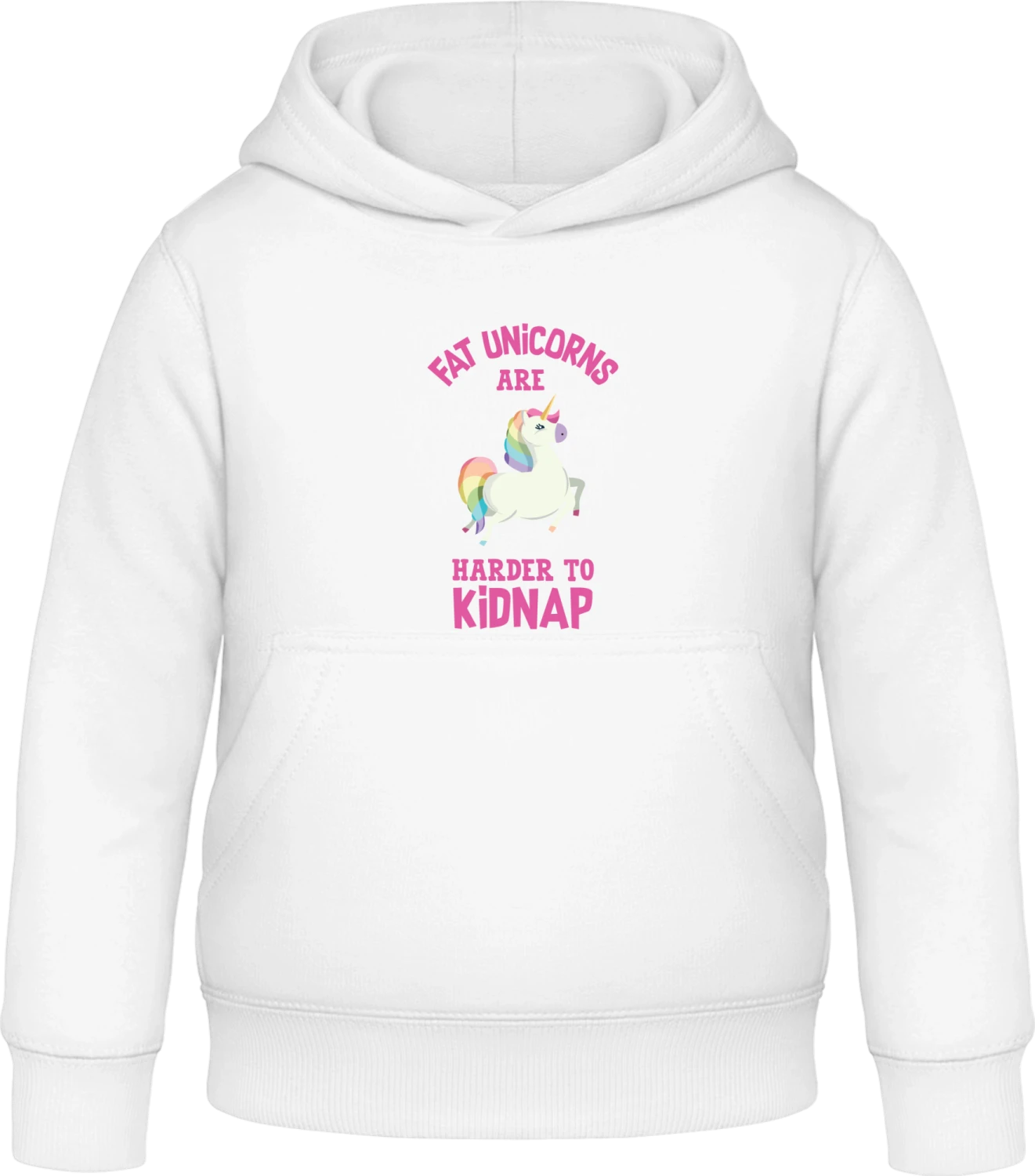 Fat Unicorns Are Harder To Kidnap - Arctic white Awdis Hoodie Kids - Front