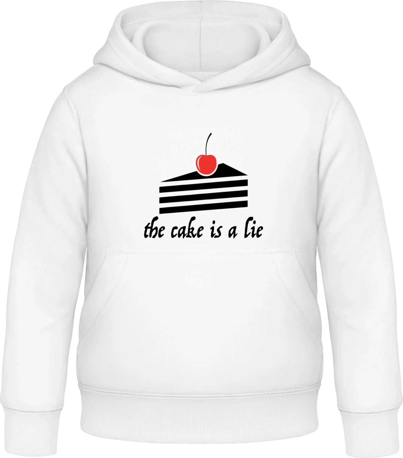 The Cherry Cake Is A Lie - Arctic white Awdis Hoodie Kids - Front