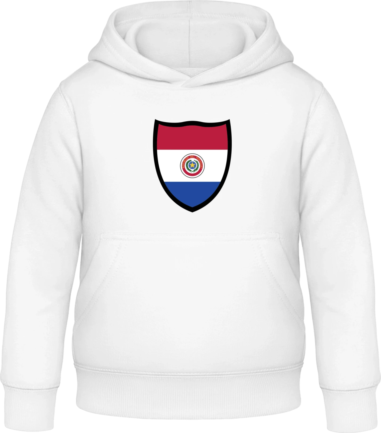 Paraguay Flag Shield - Arctic white Awdis Hoodie Kids - Front