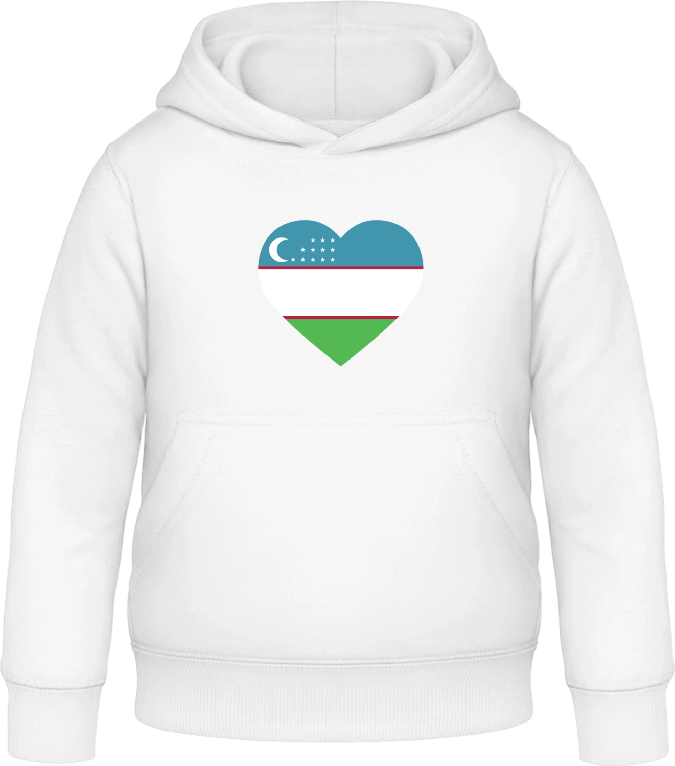 Uzbekistan Heart Flag - Arctic white Awdis Hoodie Kids - Front