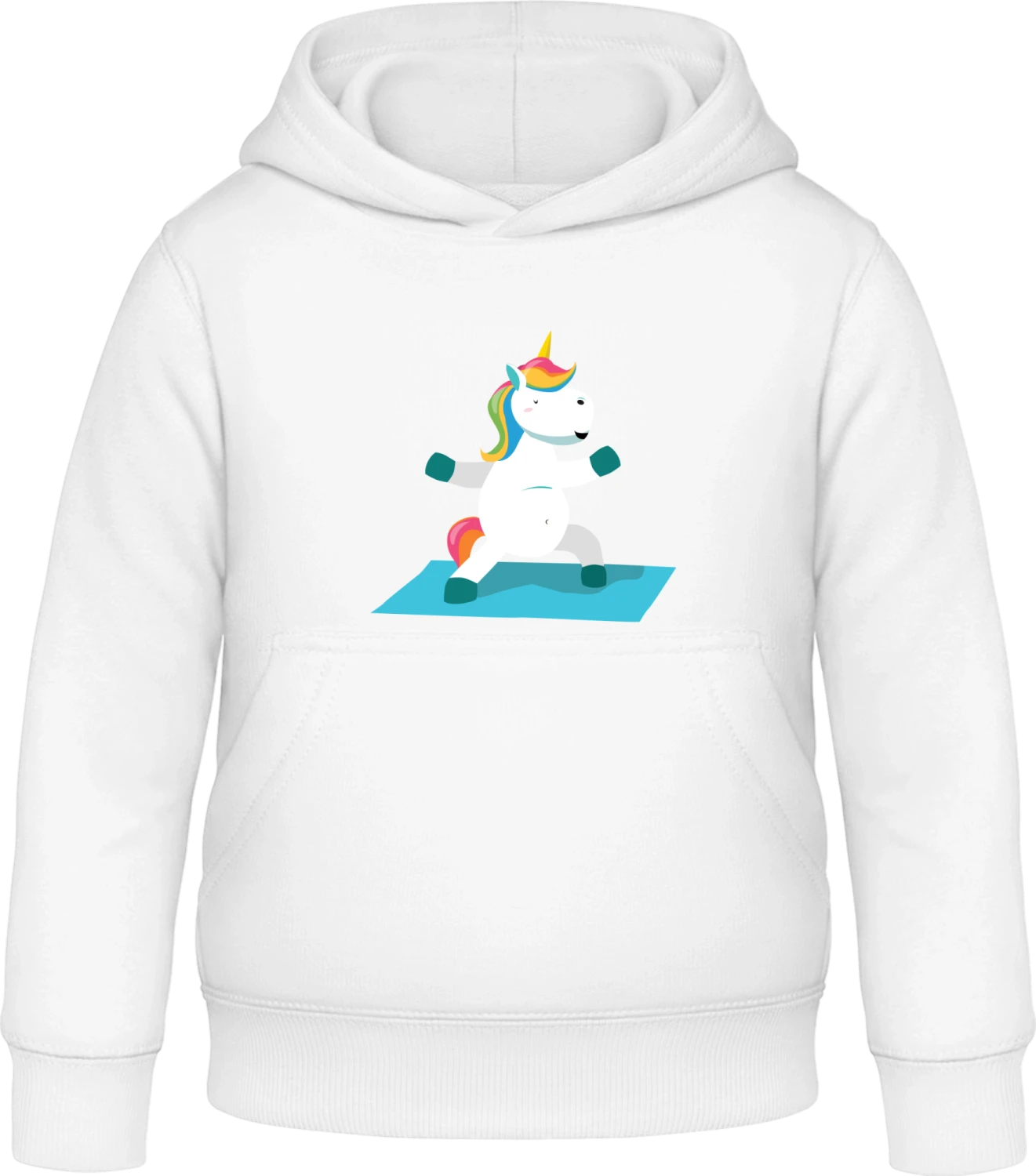 Unicorn Yoga Warrior II - Arctic white Awdis Hoodie Kids - Front