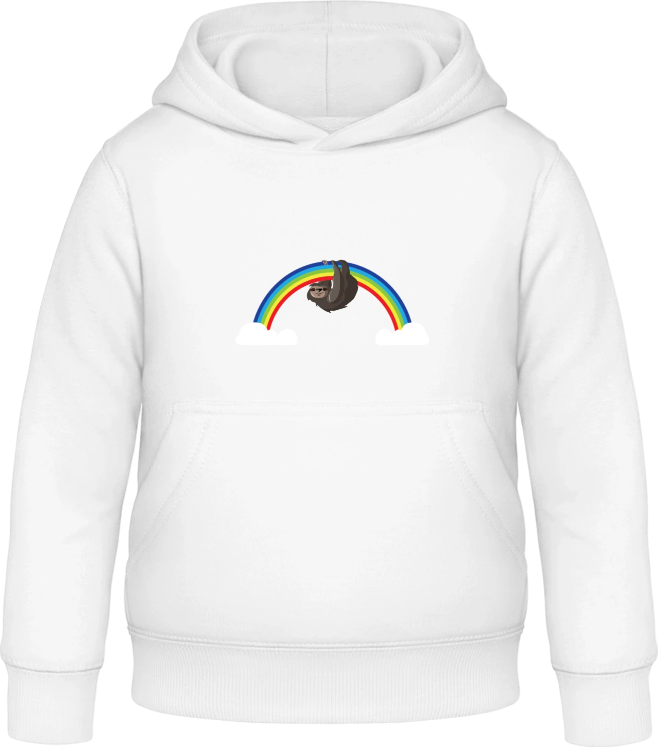 Sloth On Rainbow - Arctic white Awdis Hoodie Kids - Front