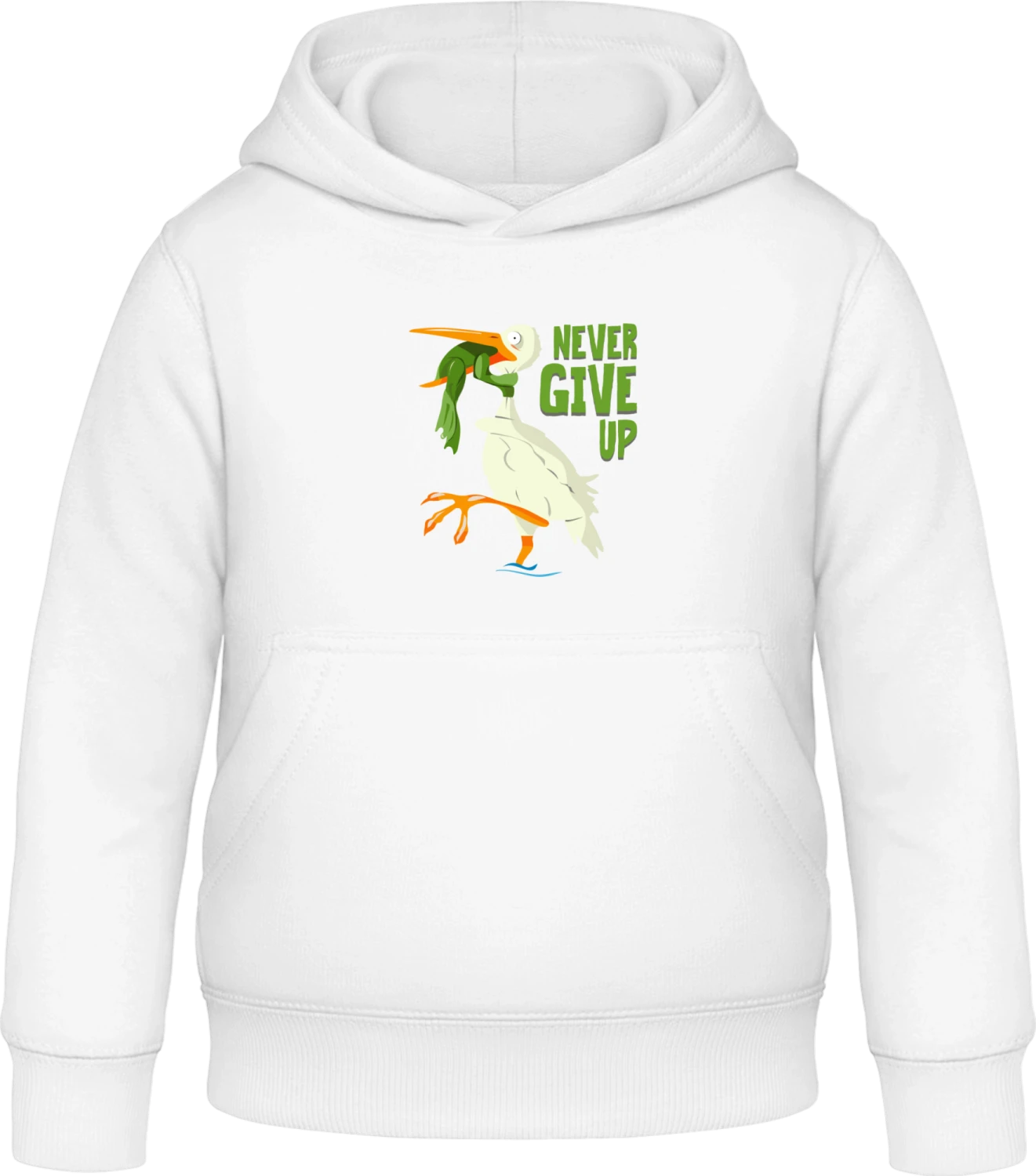 Never Give Up Frog - Arctic white Awdis Hoodie Kids - Front