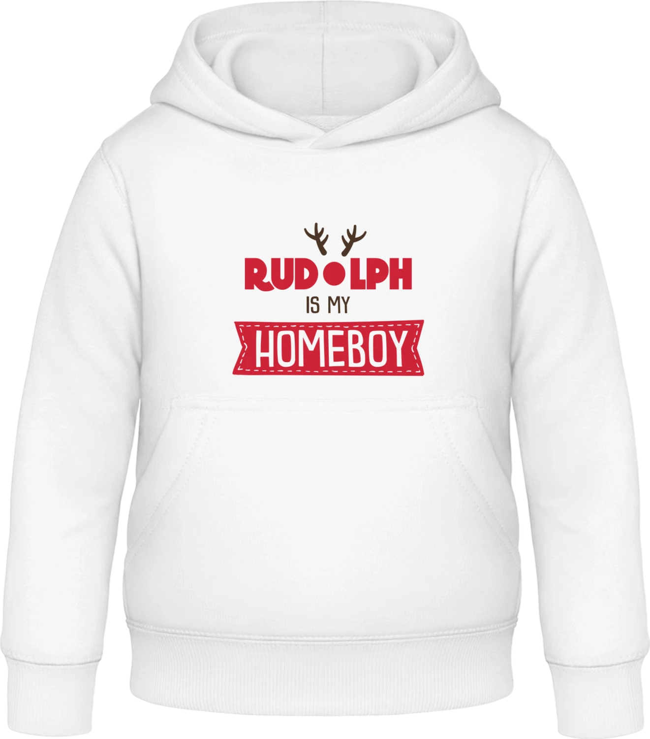 Rudolph Is My Homeboy - Arctic white Awdis Hoodie Kids - Front