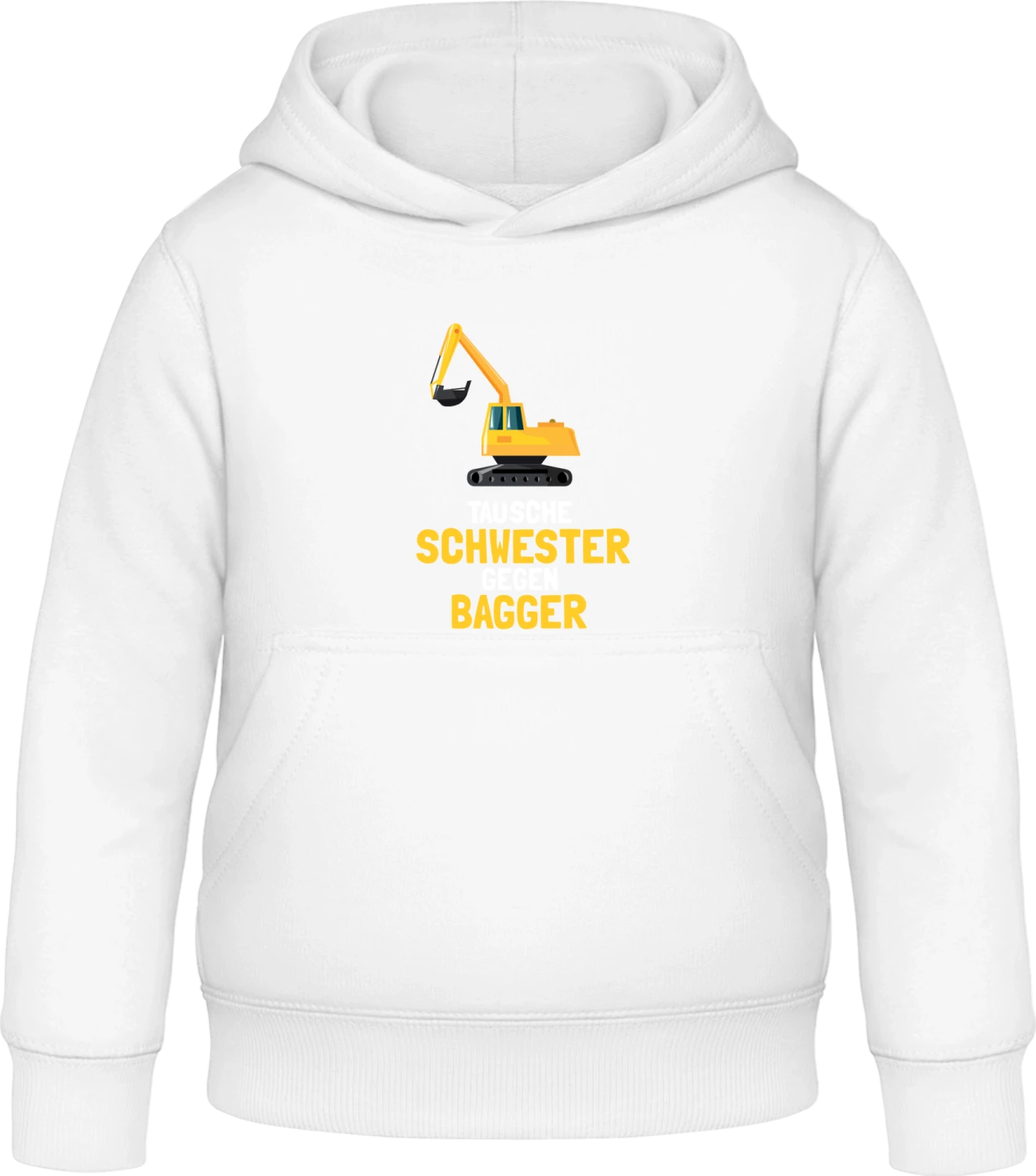 Tausche Schwester Gegen Bagger - Arctic white Awdis Hoodie Kids - Front