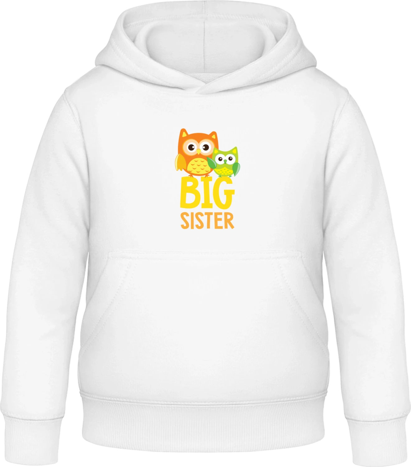 Big Sister Owl - Arctic white Awdis Hoodie Kids - Front