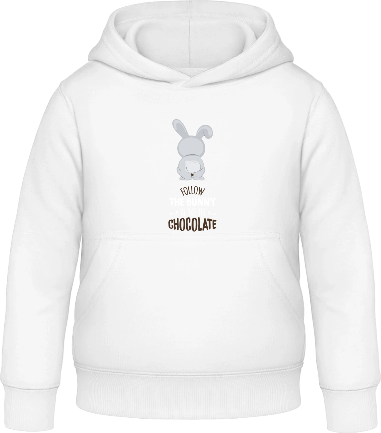 Follow The Bunny He Has The Chocolate - Arctic white Awdis Hoodie Kids - Front