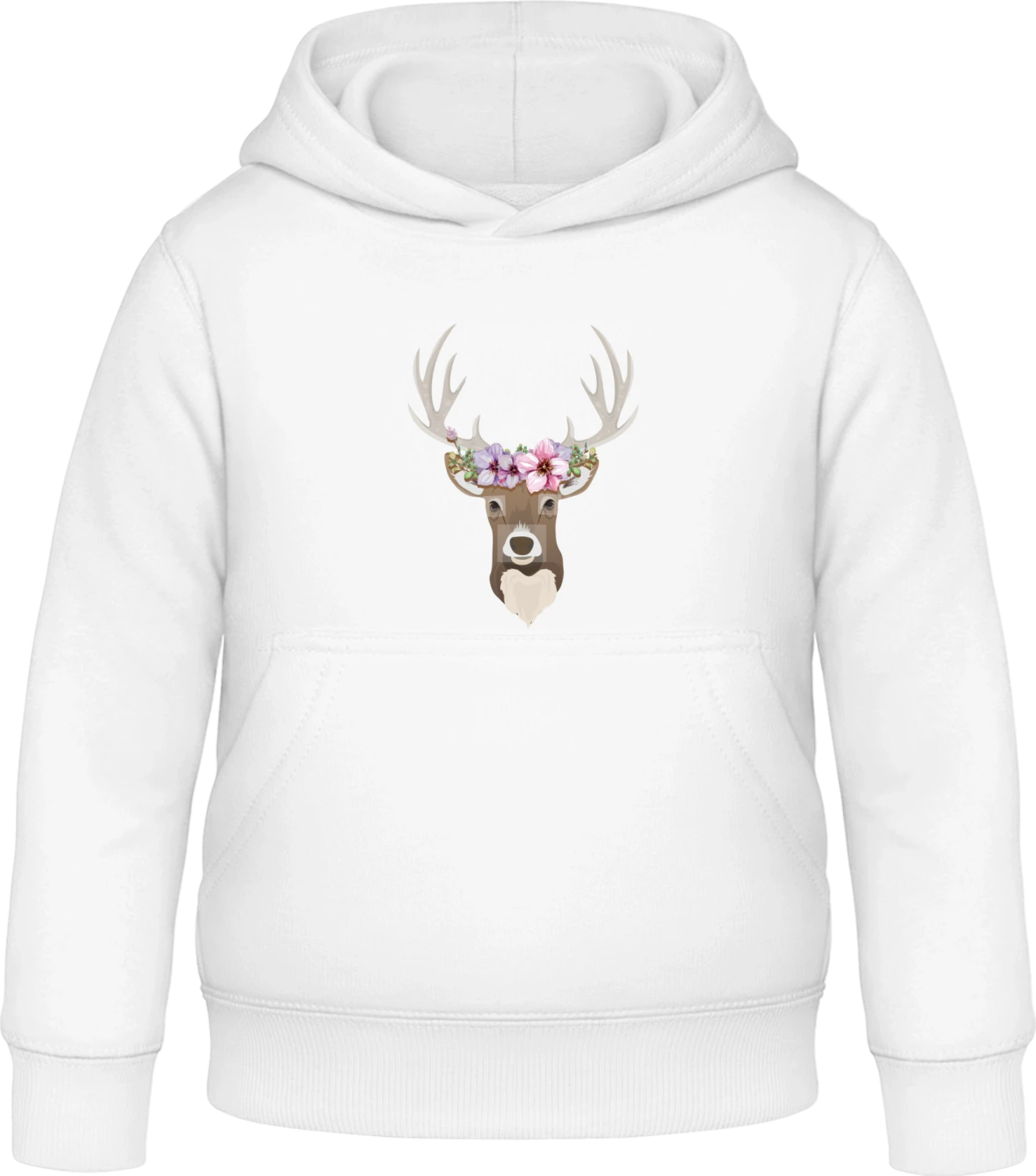 Deer With Flowers - Arctic white Awdis Hoodie Kids - Front