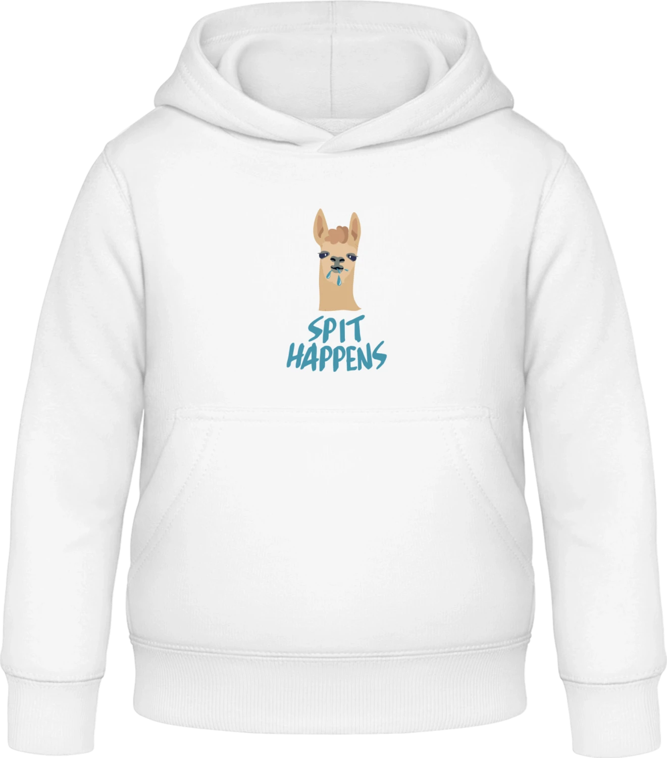 Spit Happens Llama - Arctic white Awdis Hoodie Kids - Front