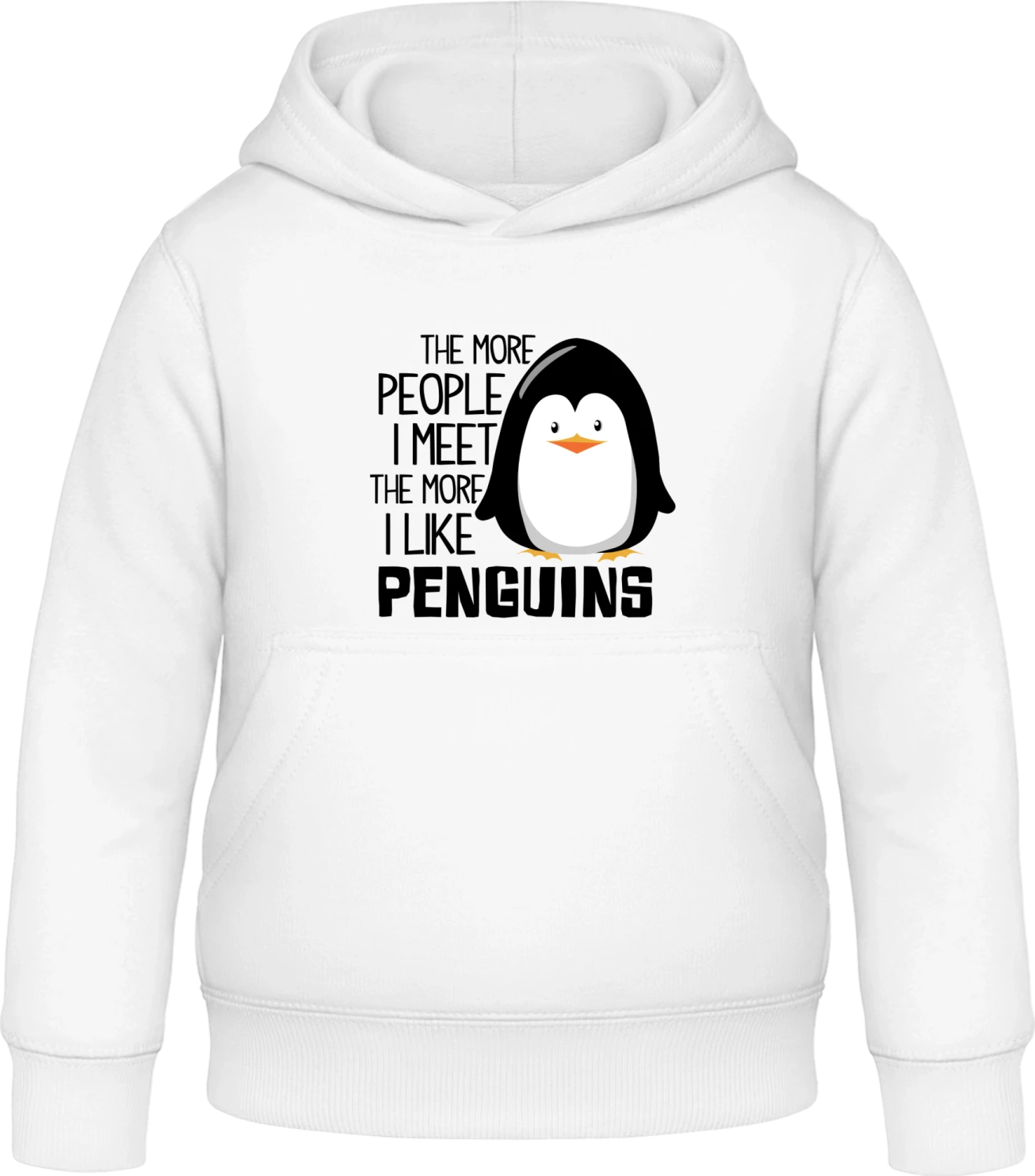 The More People I Meet The More I Like Penguins - Arctic white Awdis Hoodie Kids - Front