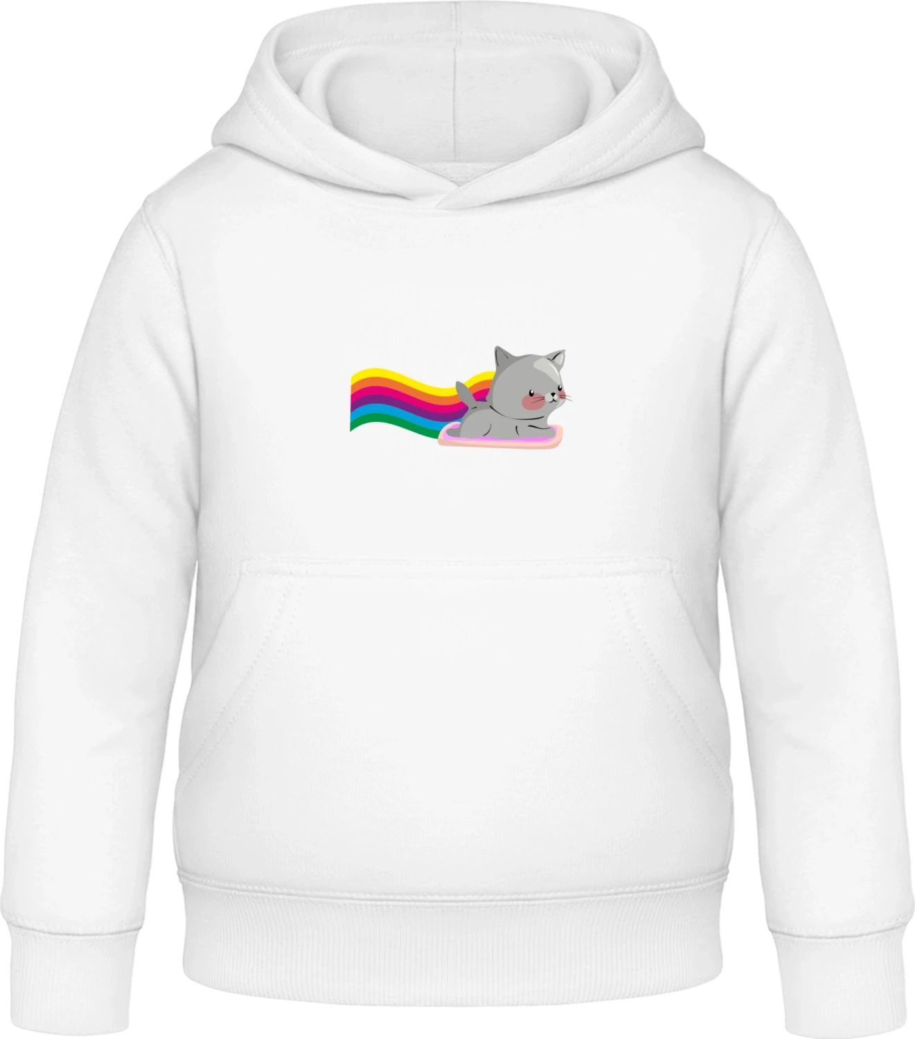 Rainbow Cat - Arctic white Awdis Hoodie Kids - Front