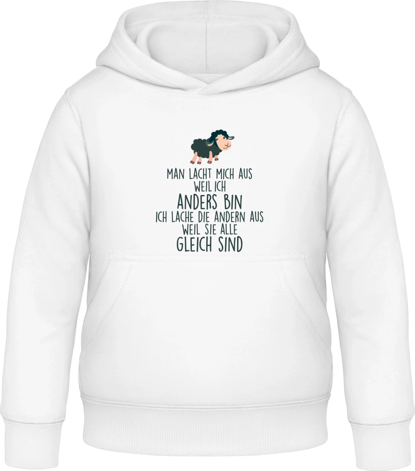 Man lacht mich aus weil ich anders bin - Arctic white Awdis Hoodie Kids - Front