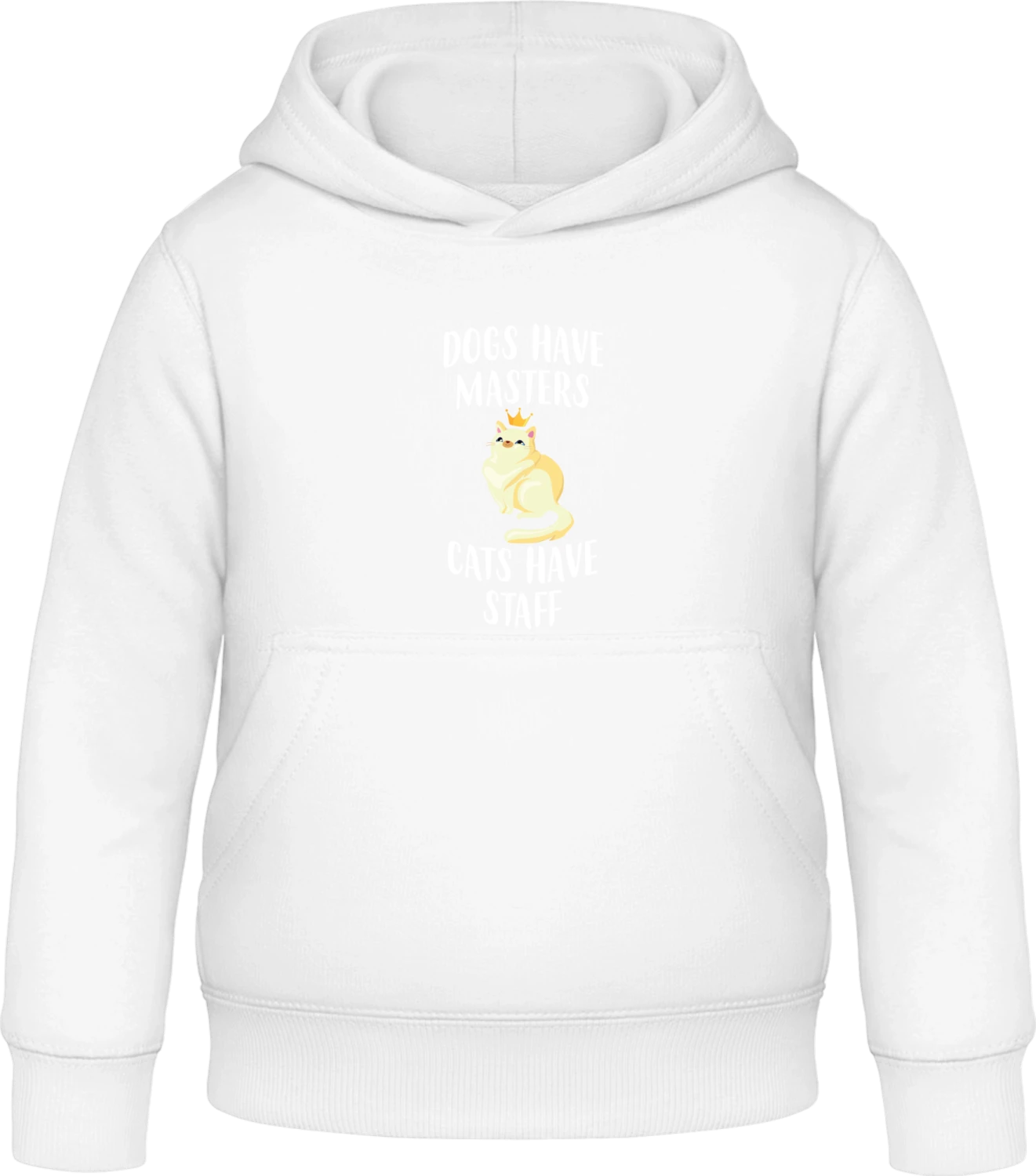 Dogs Have Masters Cats Have Staff - Arctic white Awdis Hoodie Kids - Front