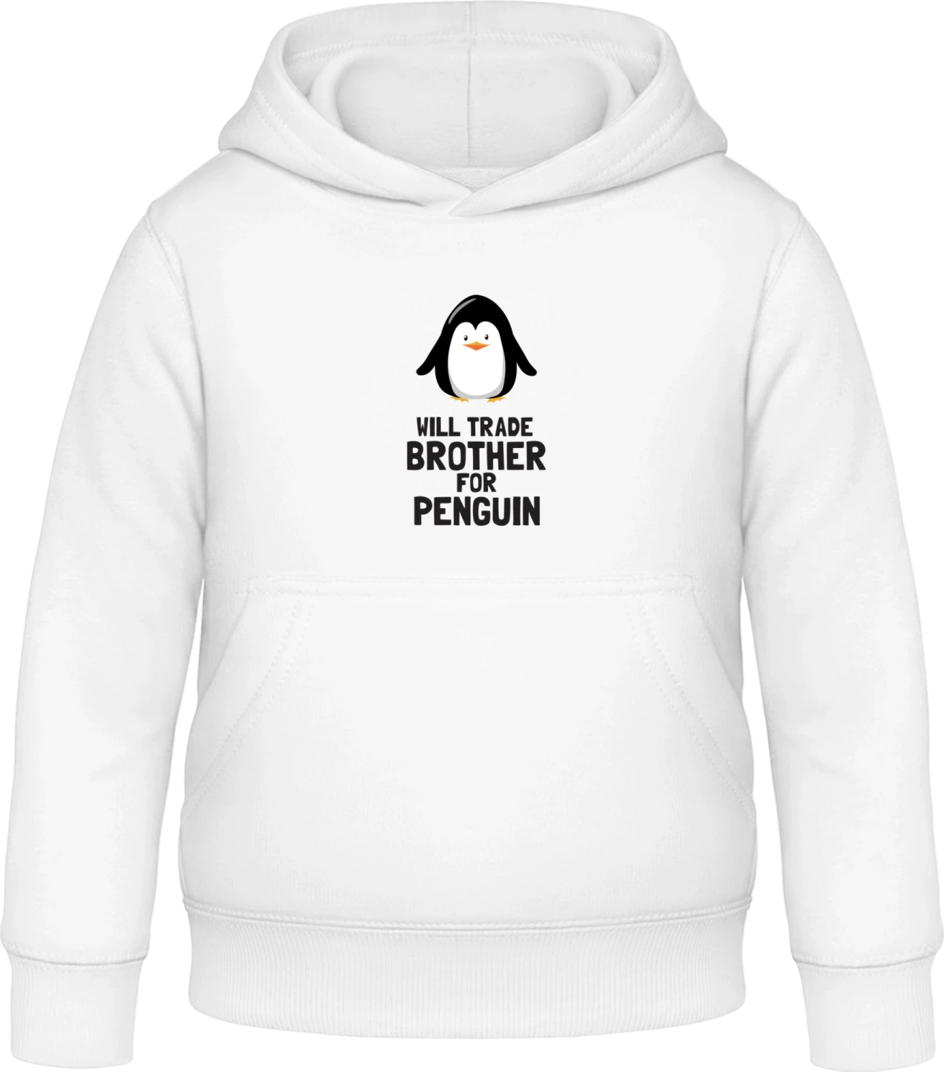 Will Trade Brother For Penguin - Arctic white Awdis Hoodie Kids - Front