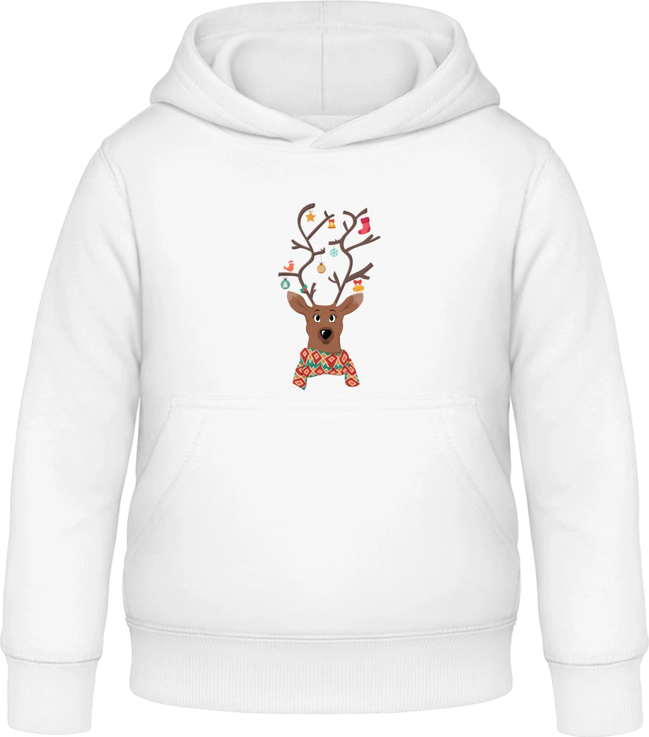 Christmas Decorated Reindeer - Arctic white Awdis Hoodie Kids - Front