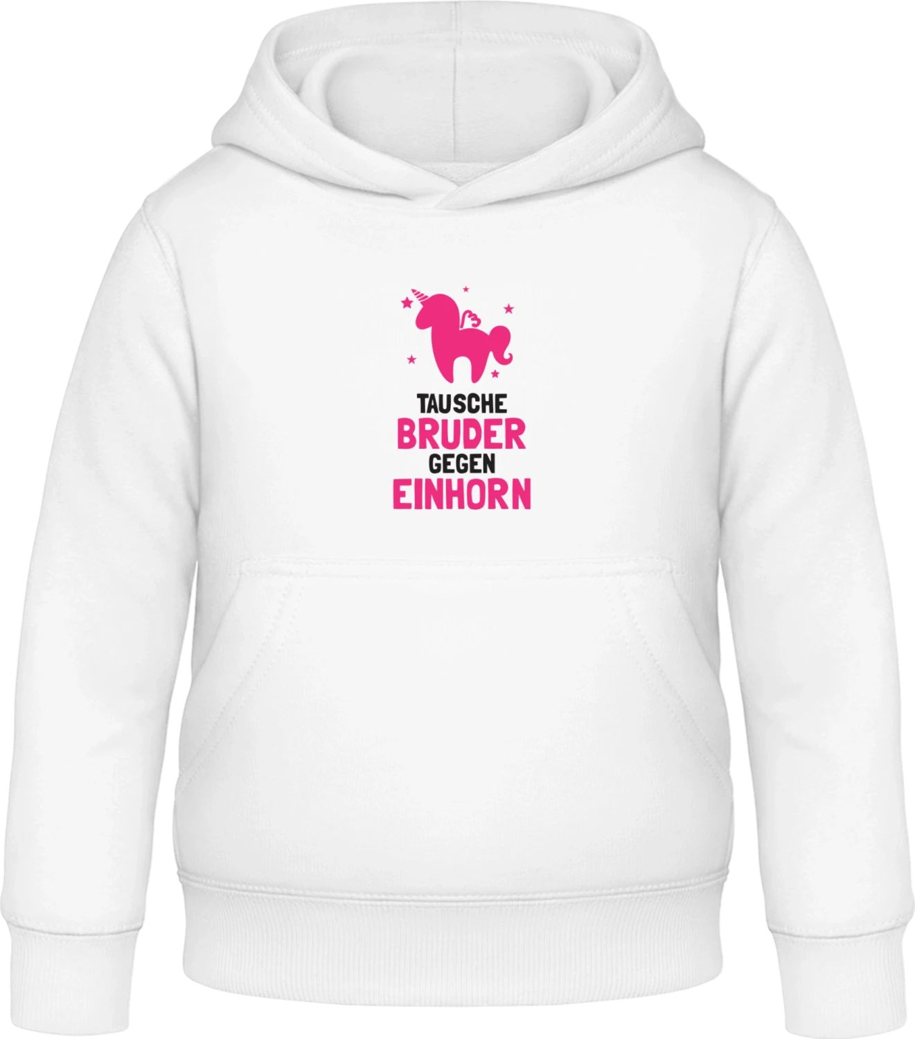 Tausche Bruder gegen Einhorn - Arctic white Awdis Hoodie Kids - Front