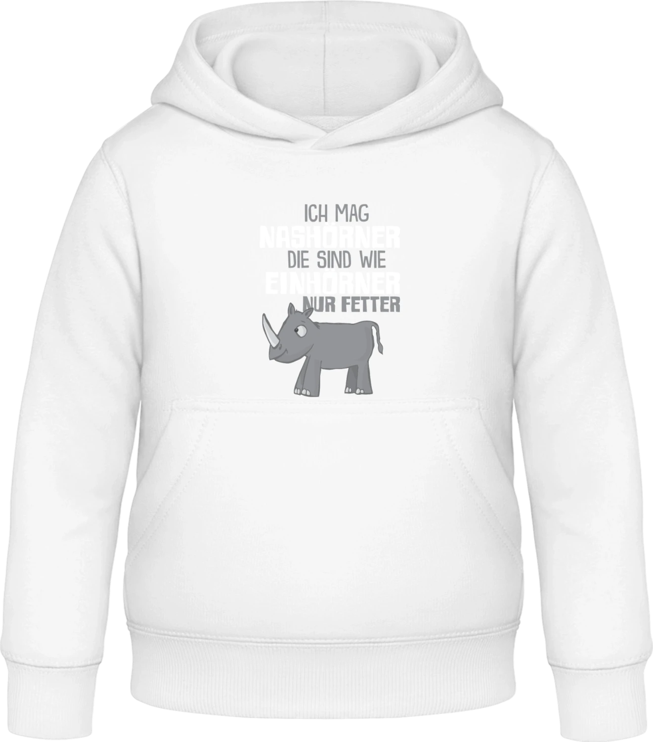 Ich mag Nashörner die sind wie Einhörner nur fetter - Arctic white Awdis Hoodie Kids - Front