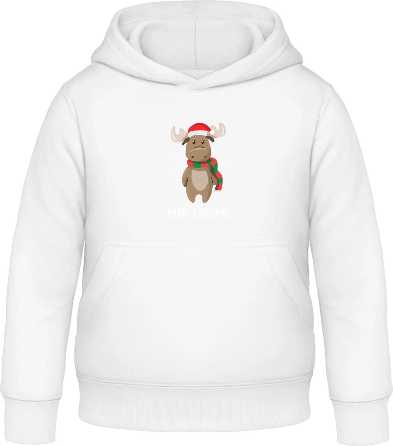 Merry Christmas Elk - Arctic white Awdis Hoodie Kids - Front