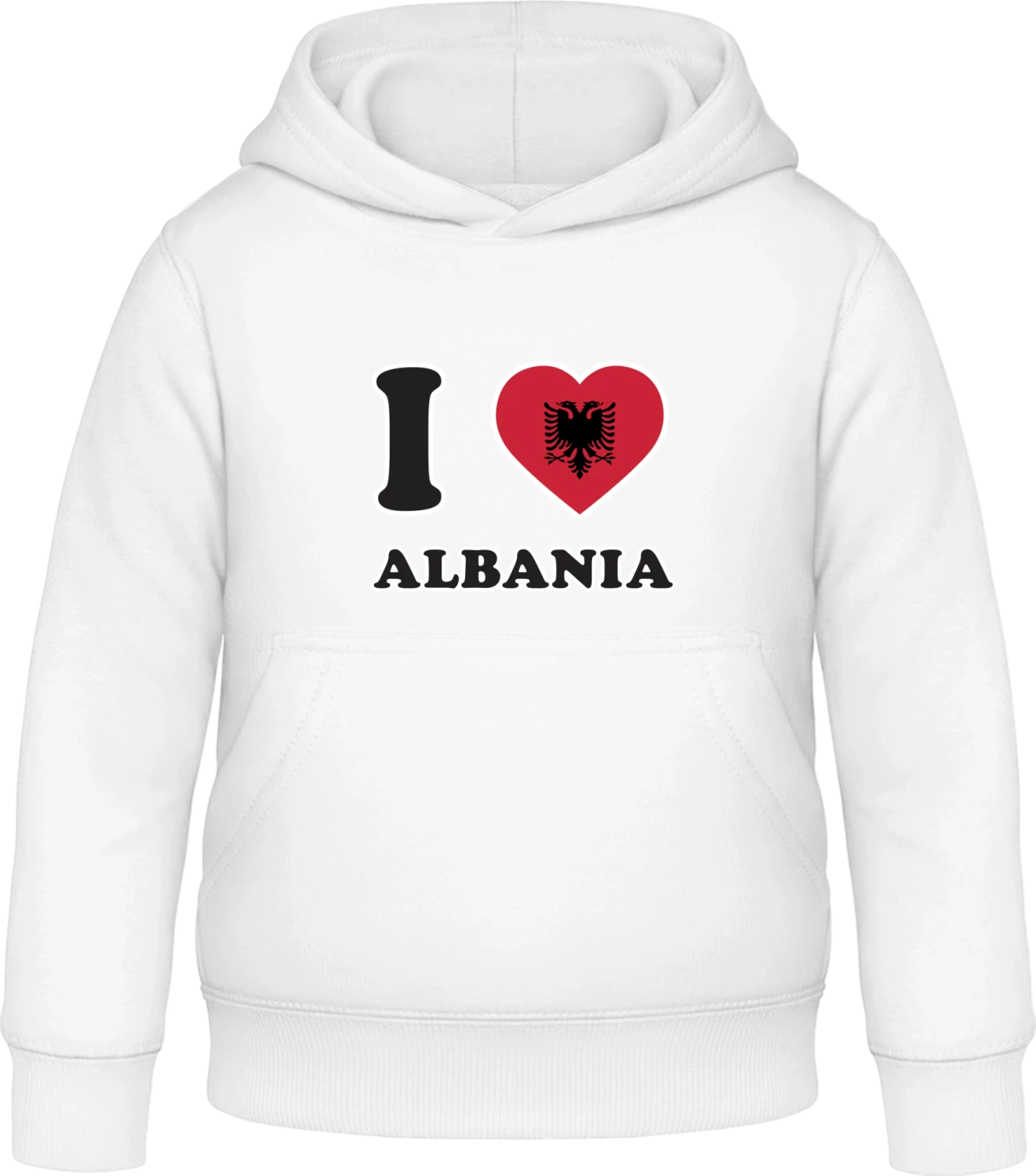 I Love Albania - Arctic white Awdis Hoodie Kids - Front