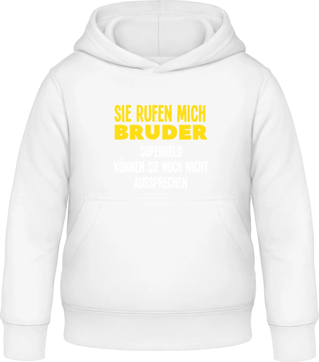 Bruder, Superheld können sie noch nicht aussprechen - Arctic white Awdis Hoodie Kids - Front