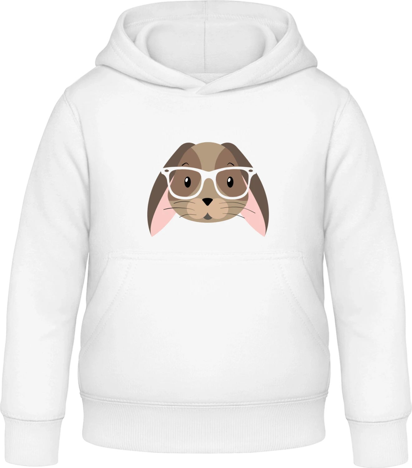 Comic Bunny With Glasses - Arctic white Awdis Hoodie Kids - Front