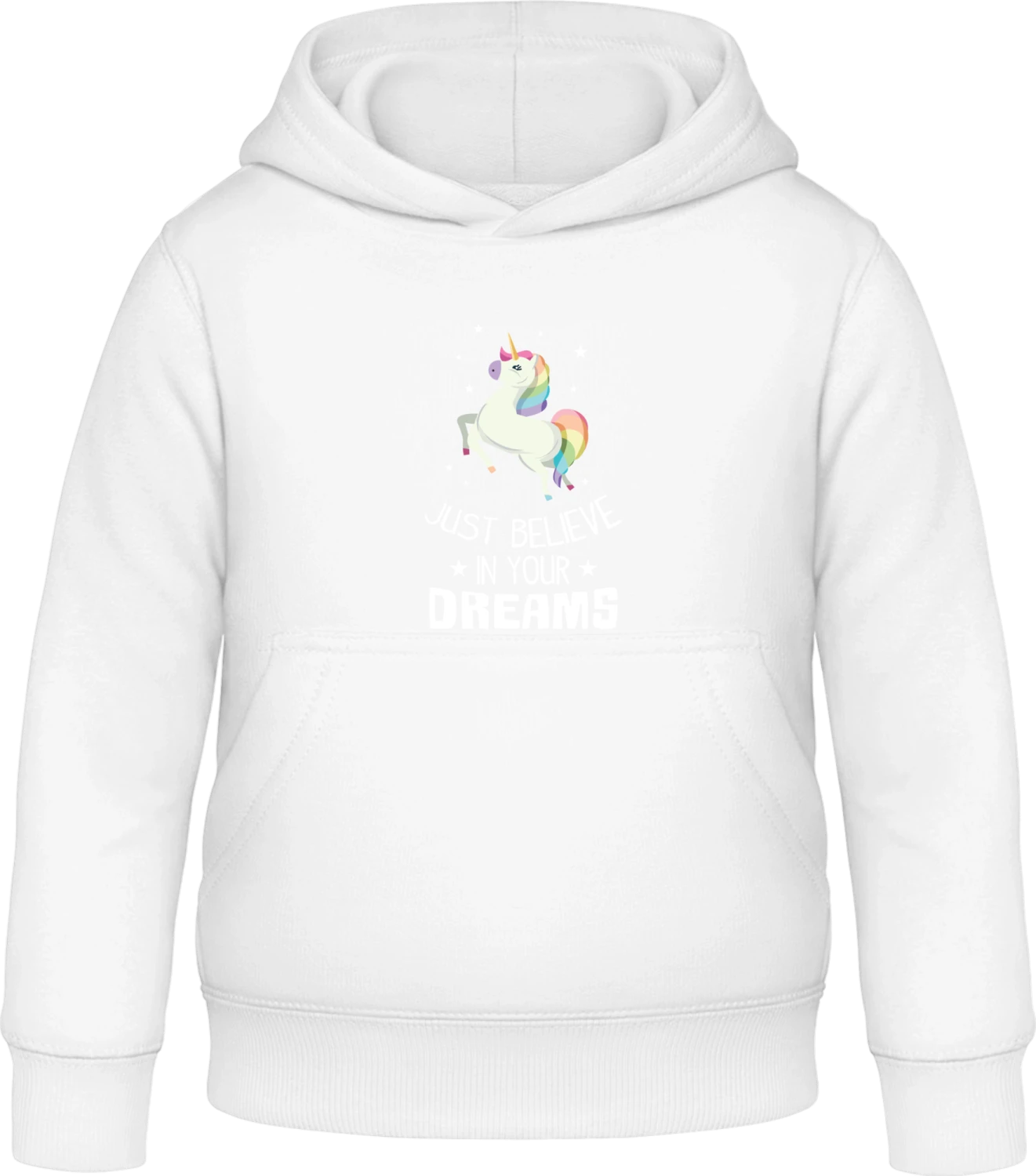 Believe In Your Dreams Unicorn - Arctic white Awdis Hoodie Kids - Front