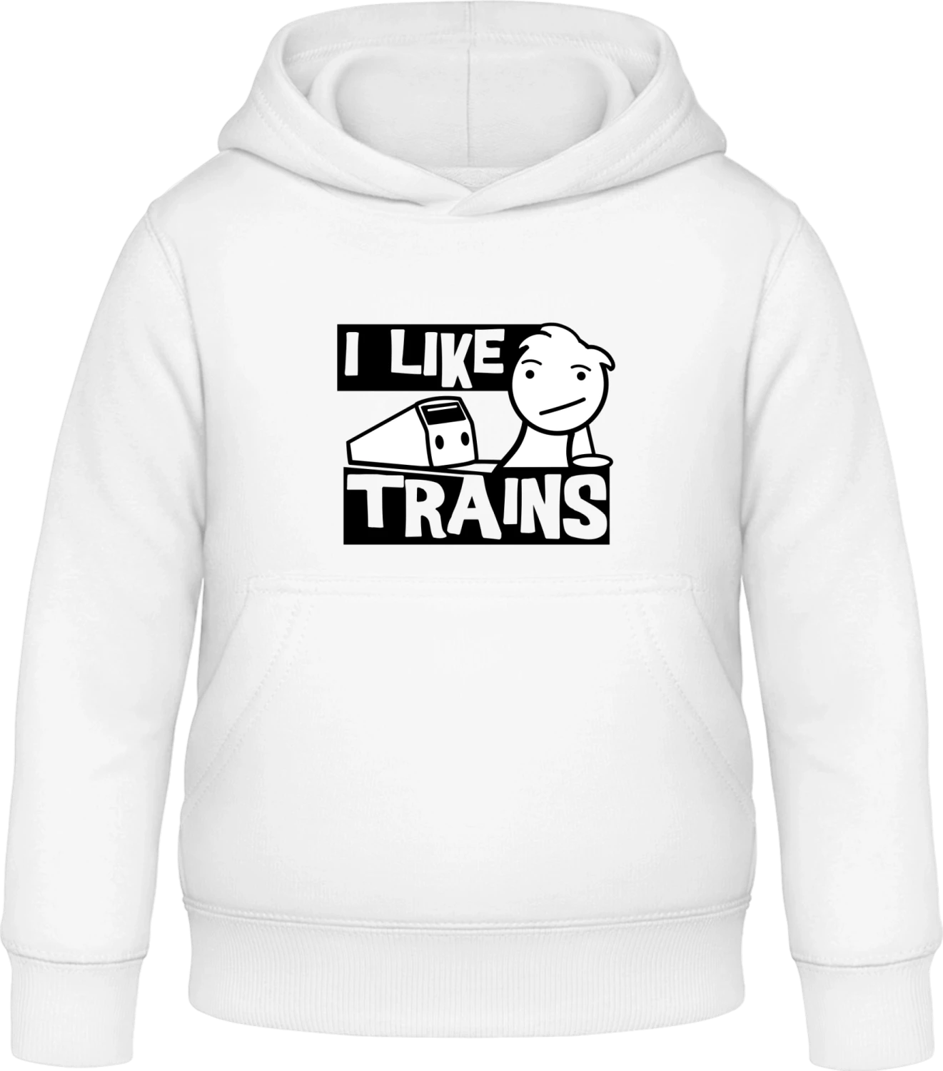 I Like Trains - Arctic white Awdis Hoodie Kids - Front