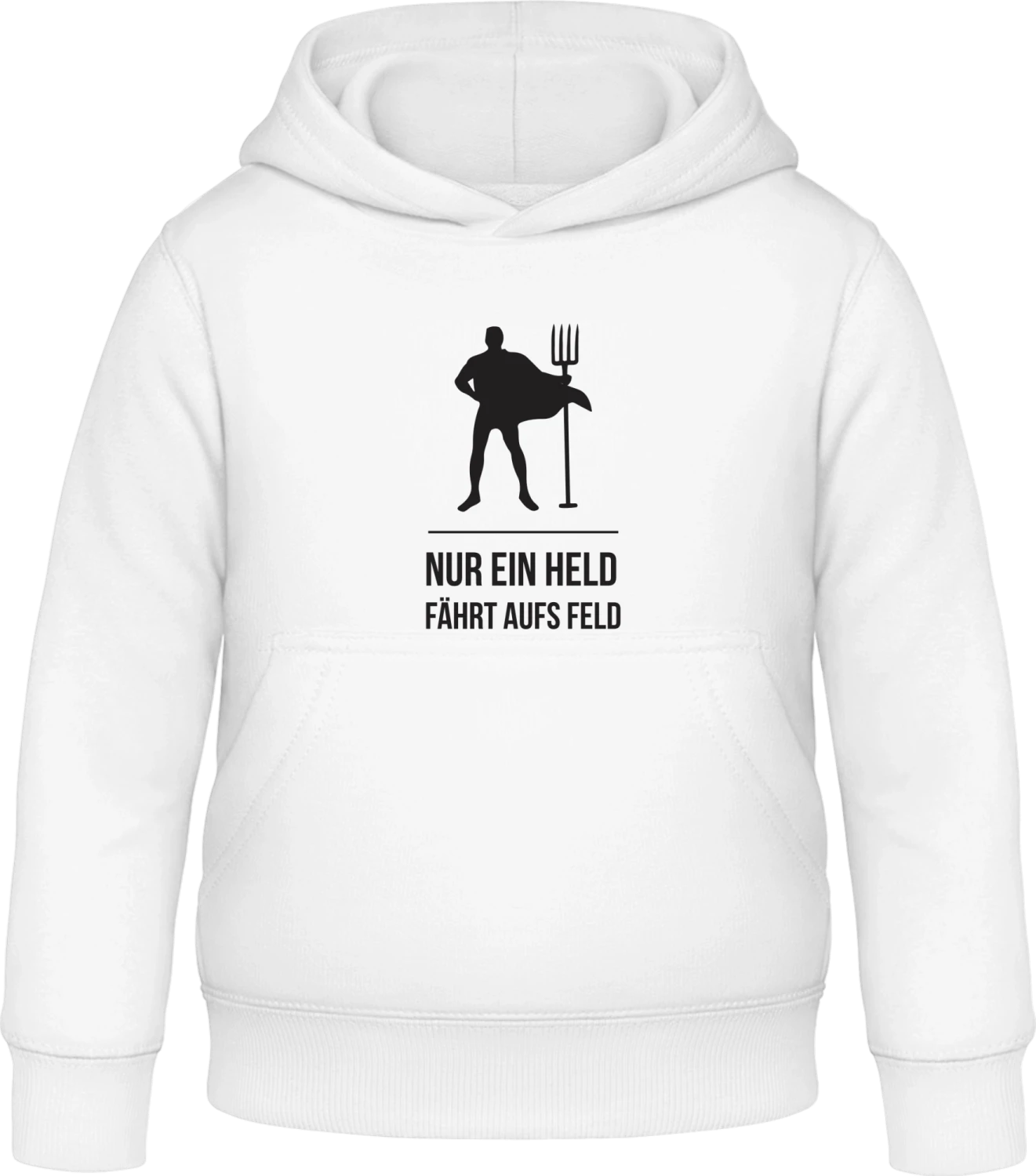 Nur ein Held fährt aufs Feld - Arctic white Awdis Hoodie Kids - Front