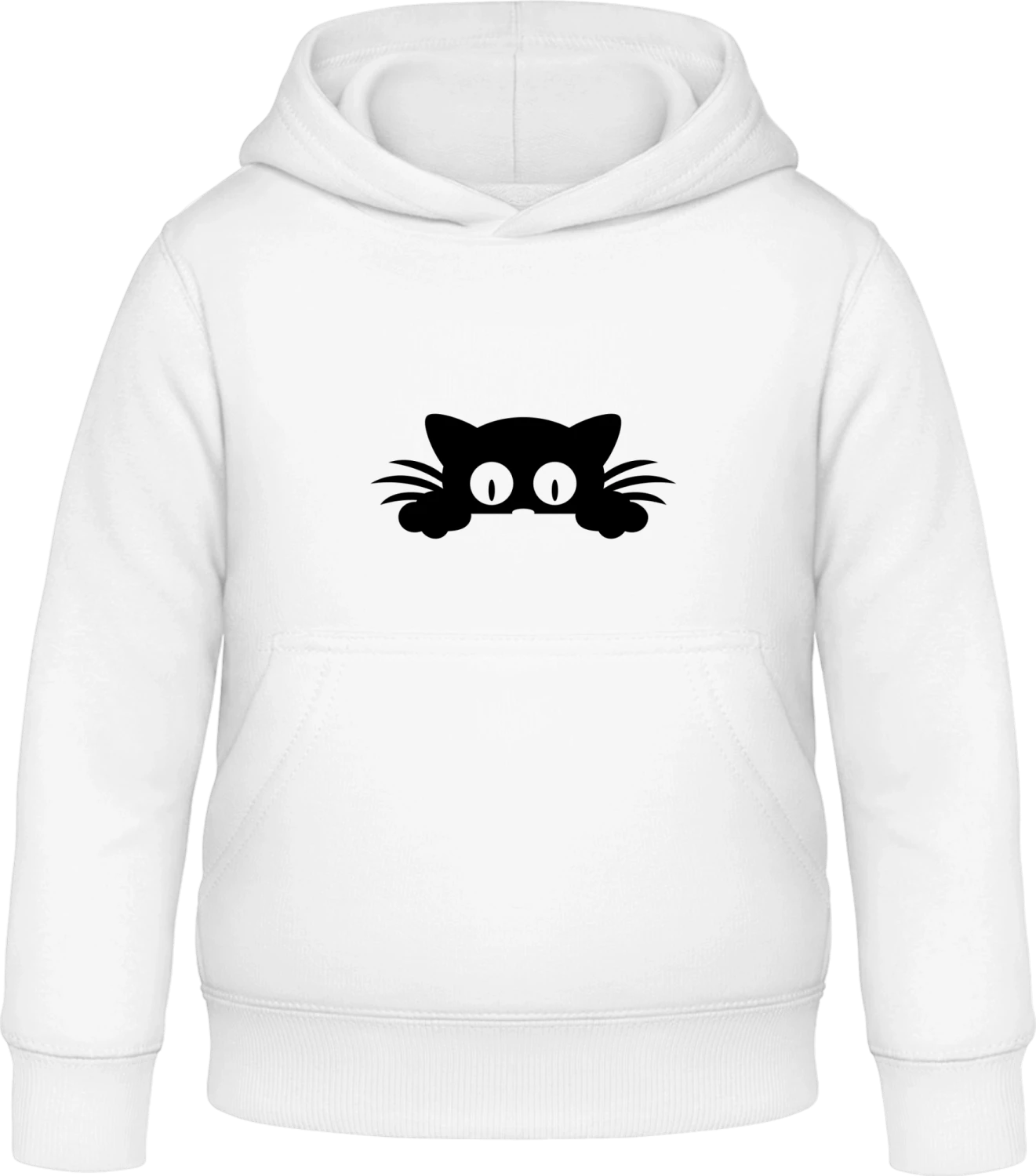 Peeking Cat Silhouette - Arctic white Awdis Hoodie Kids - Front