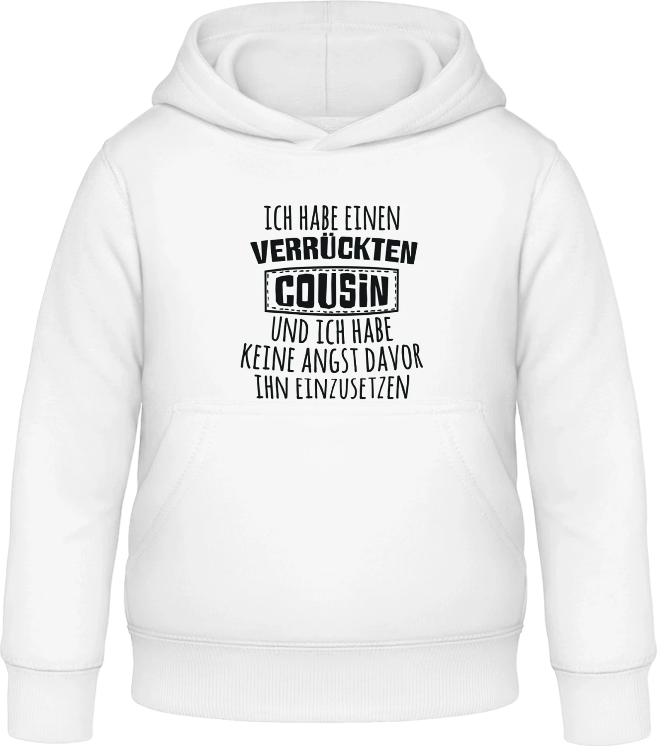 Ich habe einen verrückten Cousin und ich habe keine Angst davor - Arctic white Awdis Hoodie Kids - Front