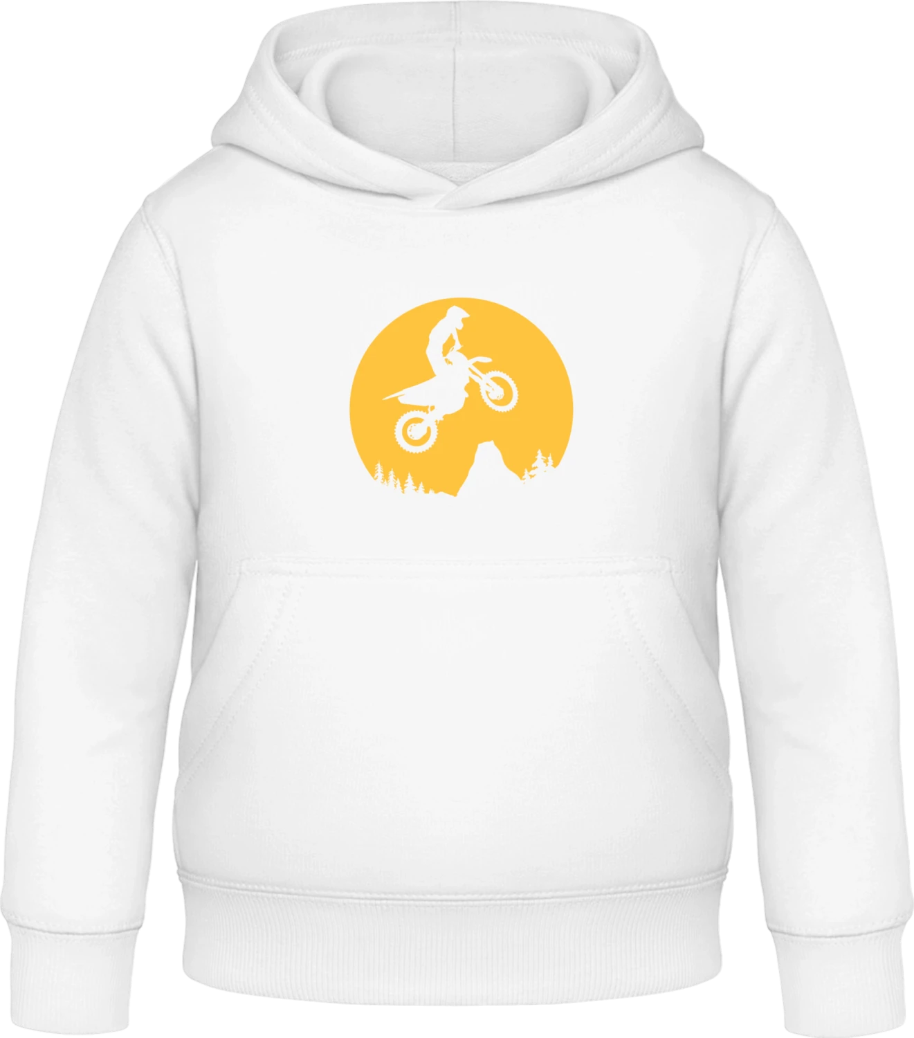 Man On A Motorcycle In The Moonlight - Arctic white Awdis Hoodie Kids - Front