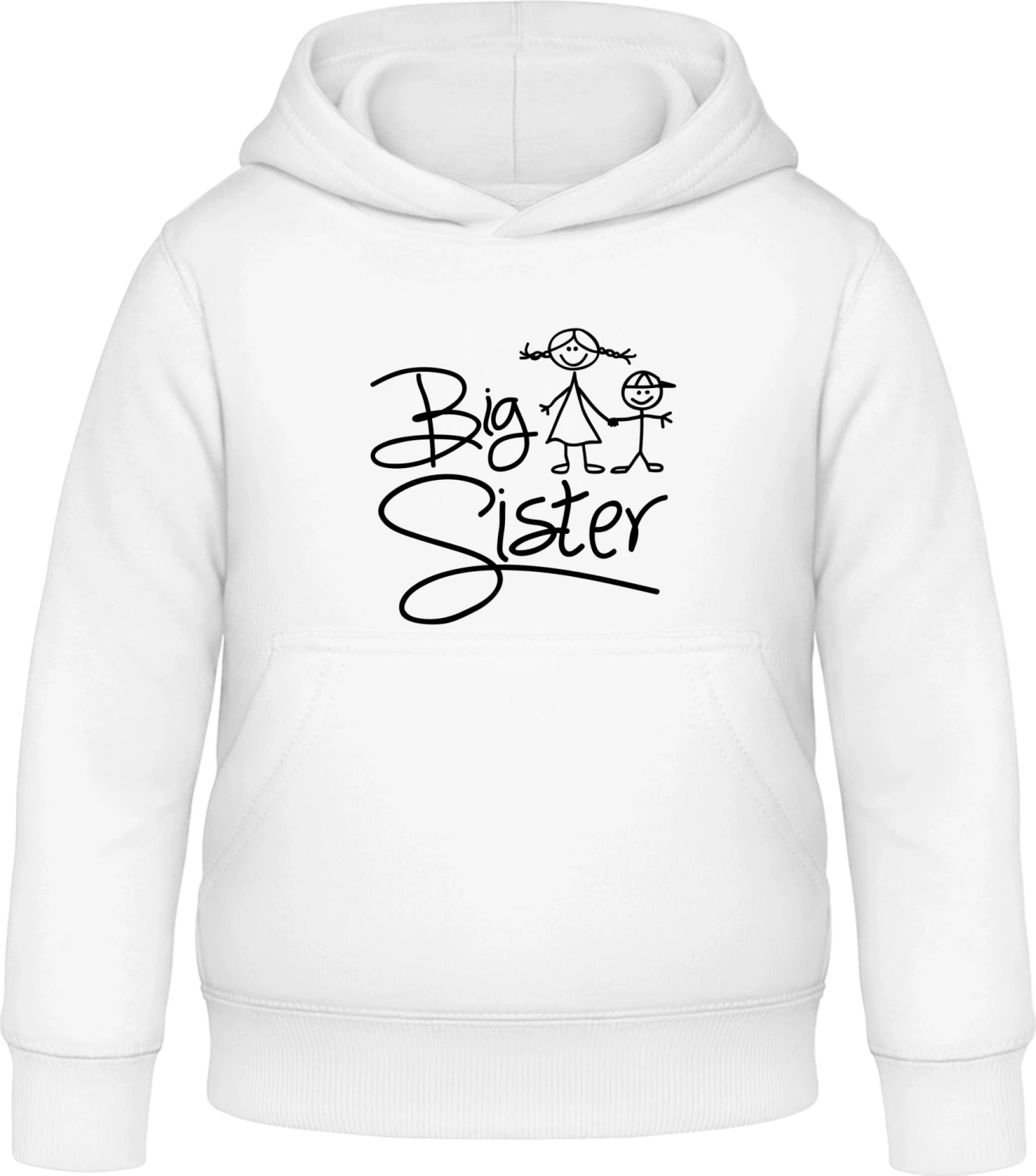 Big Sister Drawing - Arctic white Awdis Hoodie Kids - Front