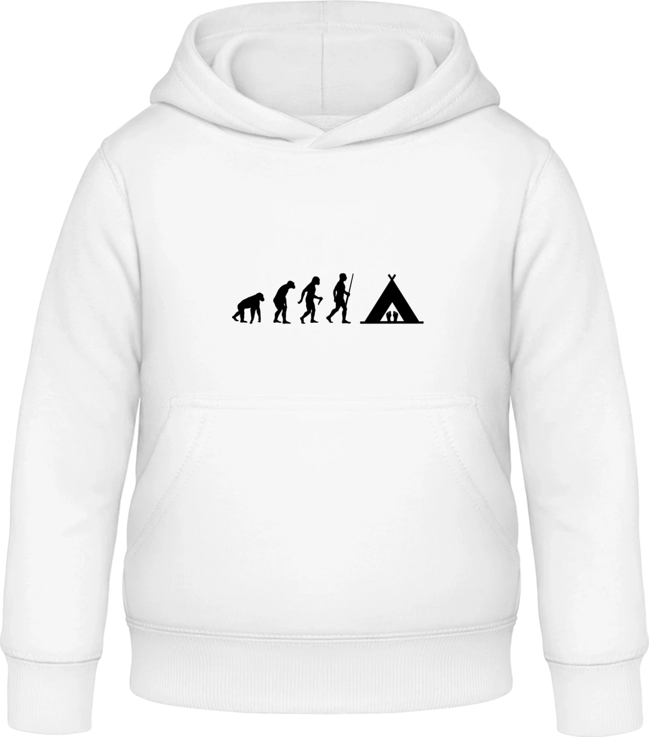 Evolution Of Camping - Arctic white Awdis Hoodie Kids - Front