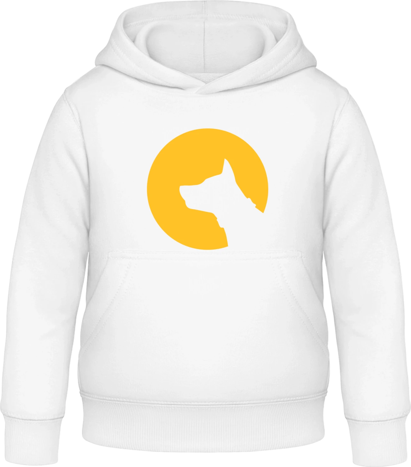 Dog Silhouette In The Moon - Arctic white Awdis Hoodie Kids - Front