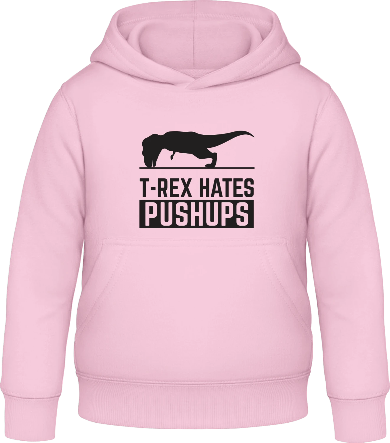 T-Rex Hates Pushups Funny - Baby pink Awdis Hoodie Kids - Front