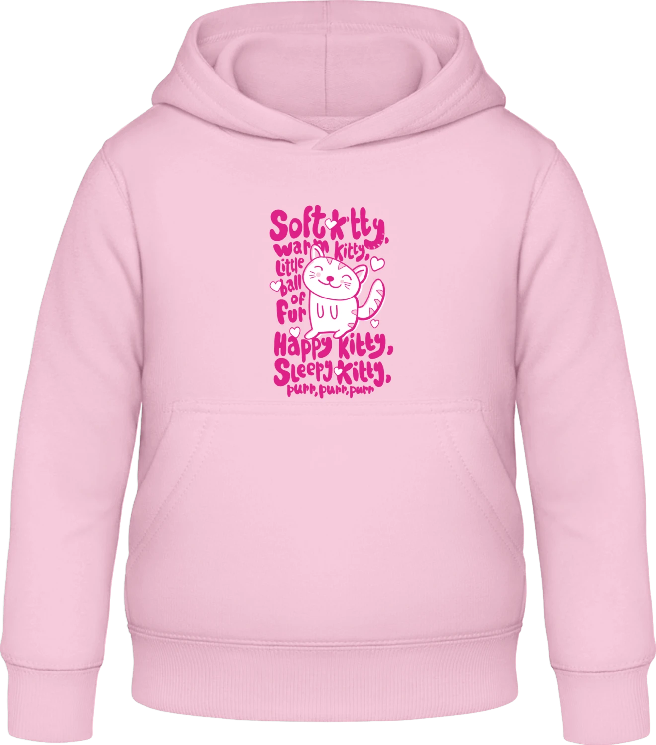 Soft Kitty Warm Kitty Little Ball Of Fur - Baby pink Awdis Hoodie Kids - Front