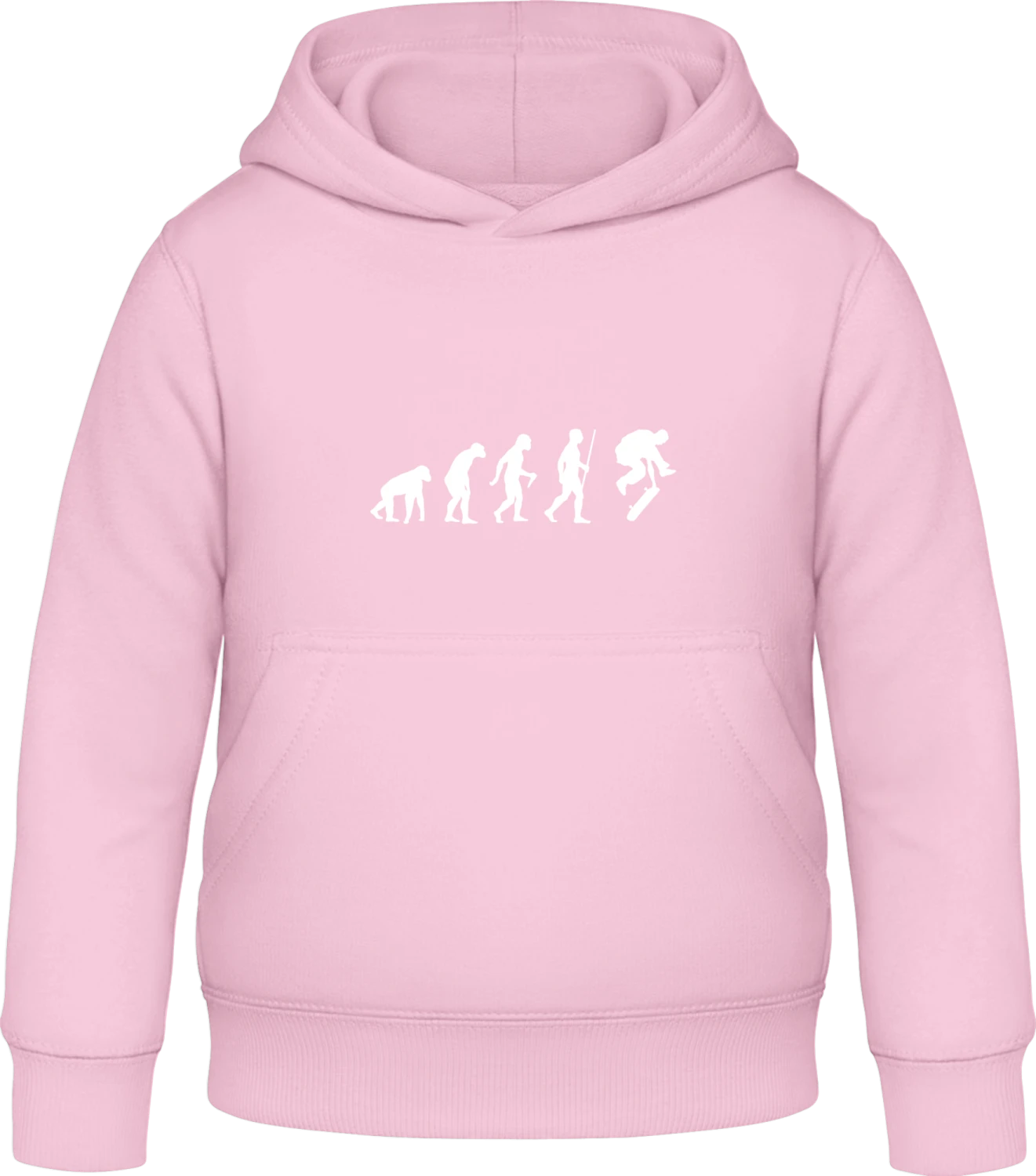 Skating Evolution Humour - Baby pink Awdis Hoodie Kids - Front