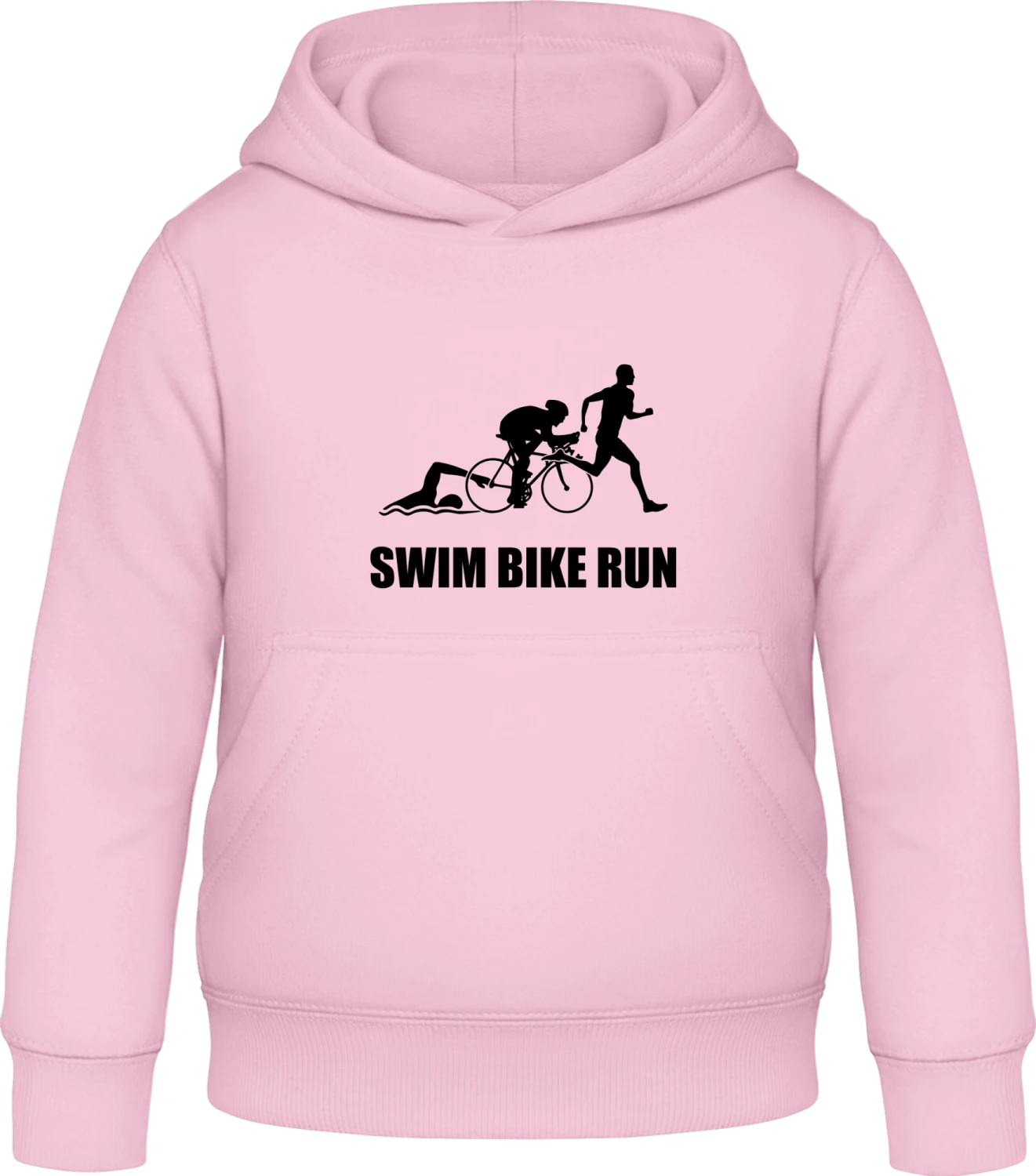 Swim Bike Run - Baby pink Awdis Hoodie Kids - Front