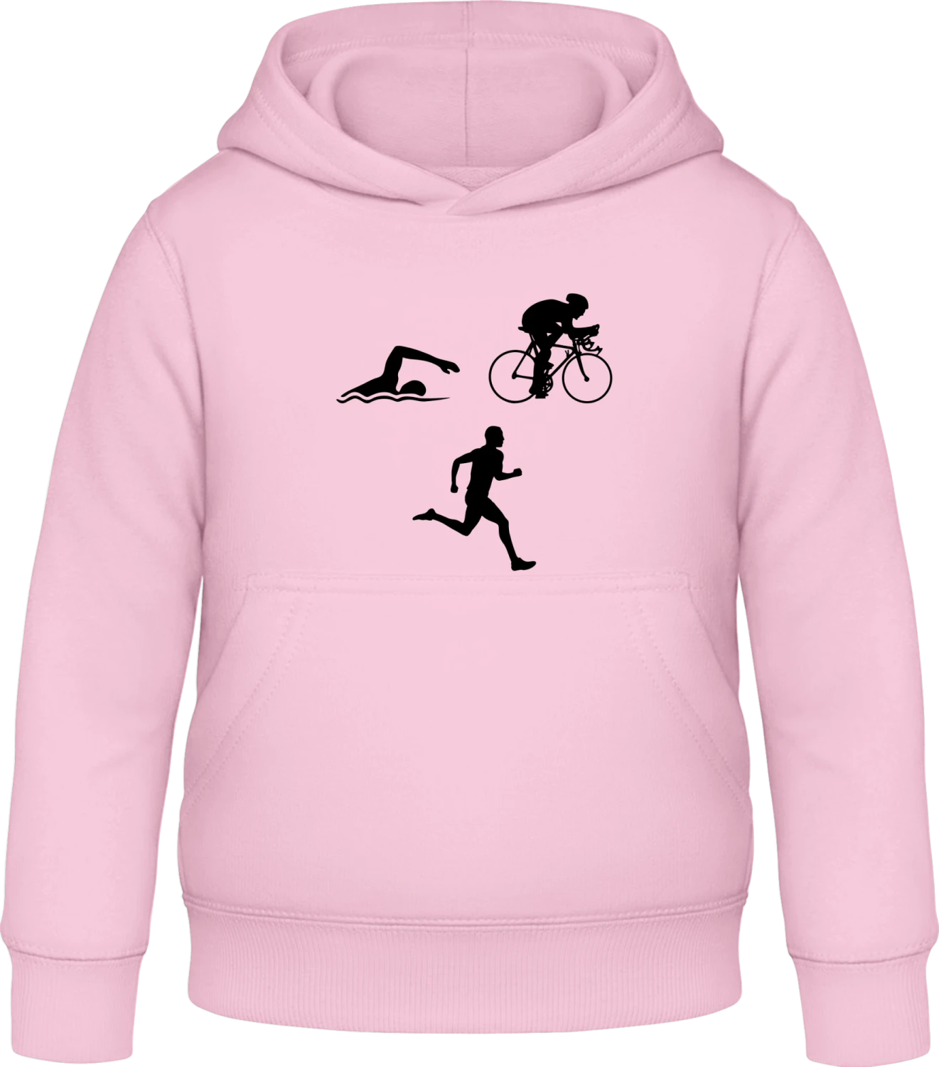 Triathlete Silhouette - Baby pink Awdis Hoodie Kids - Front