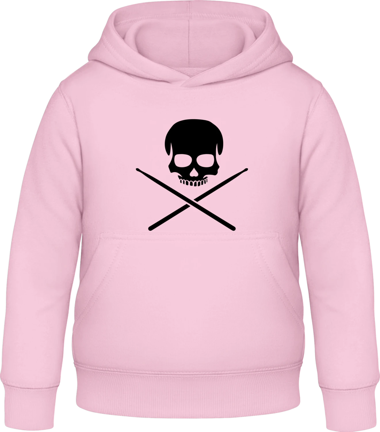 Drummer Skull - Baby pink Awdis Hoodie Kids - Front