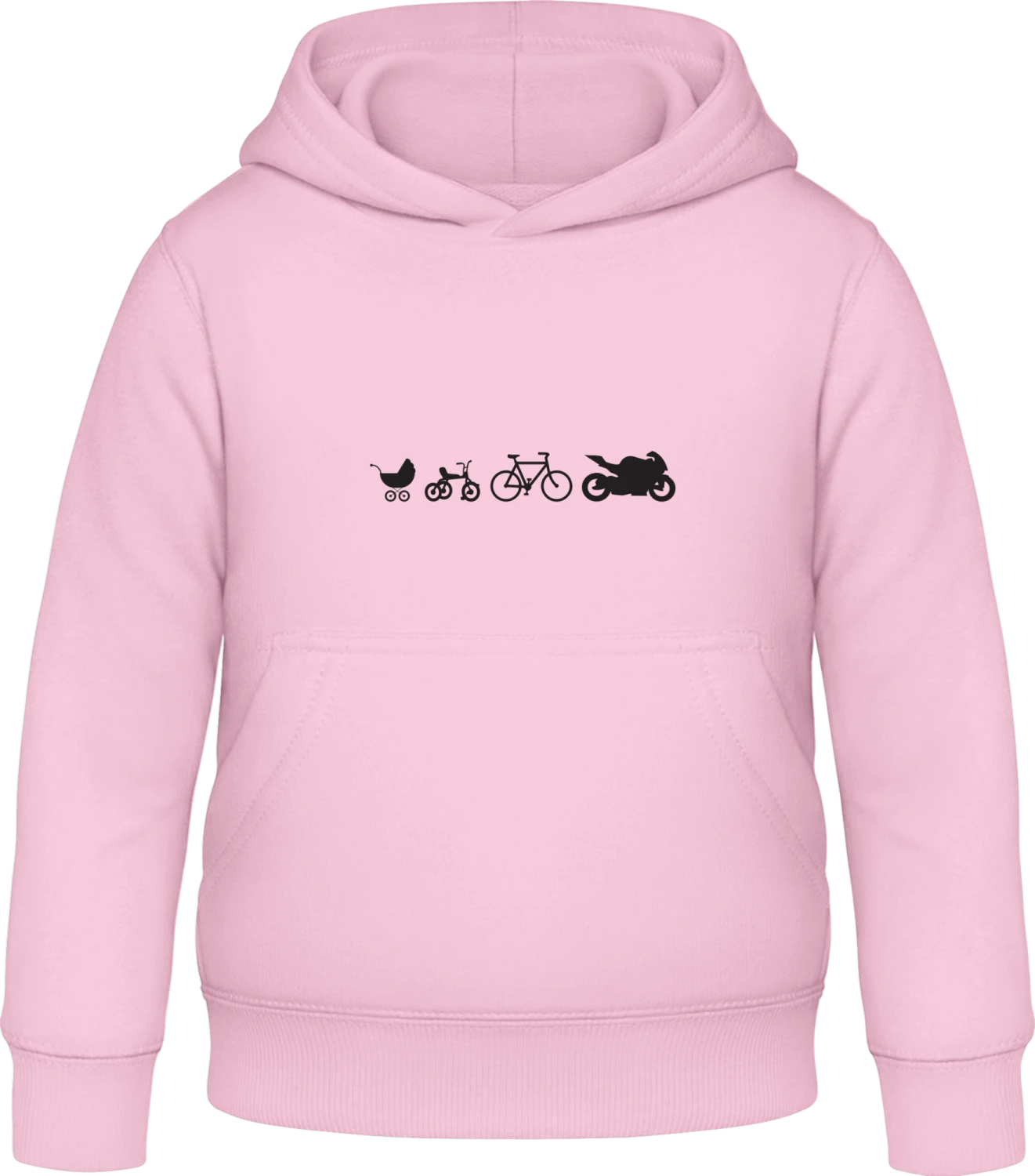 Baby to Biker Evolution - Baby pink Awdis Hoodie Kids - Front