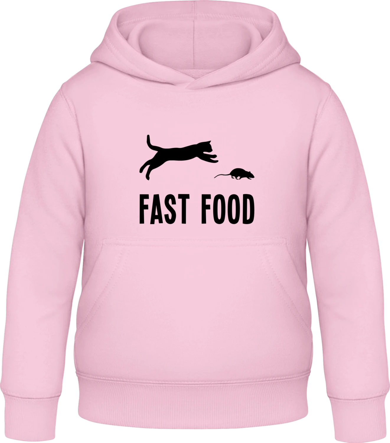 Fast Food Cat Mouse - Baby pink Awdis Hoodie Kids - Front