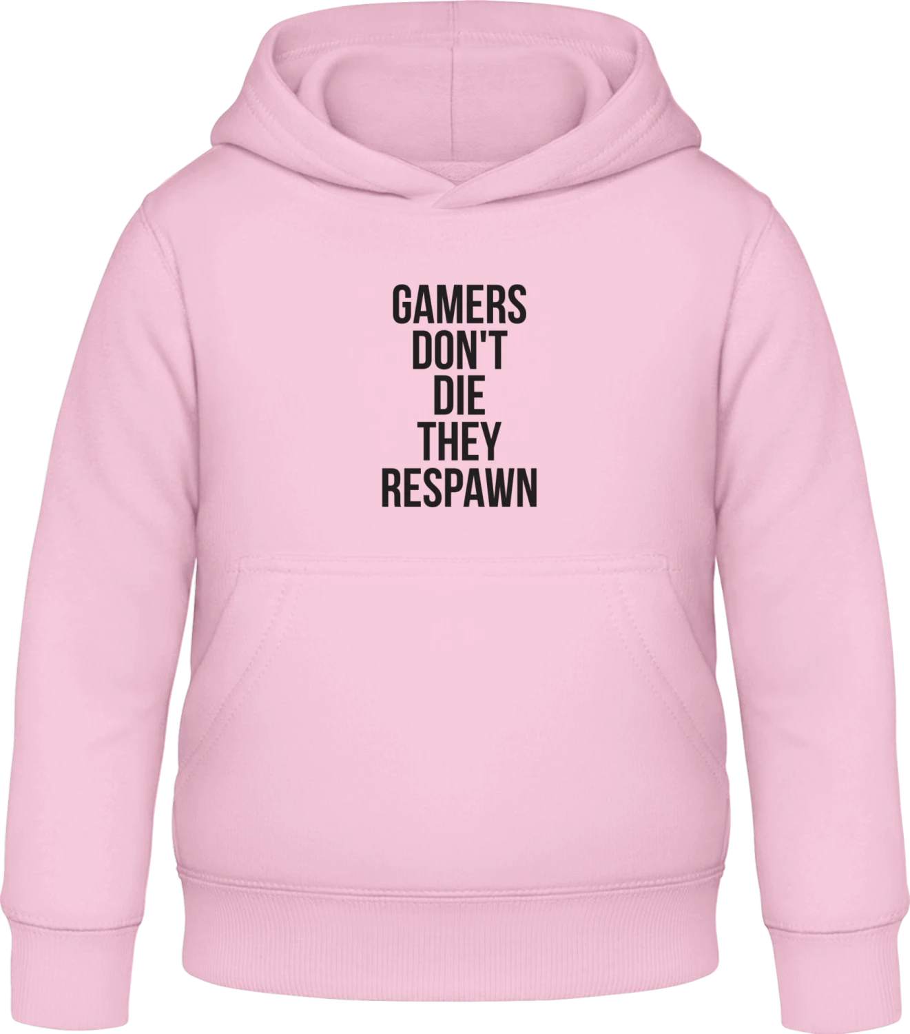 Gamers Don't Die They Respawn - Baby pink Awdis Hoodie Kids - Front