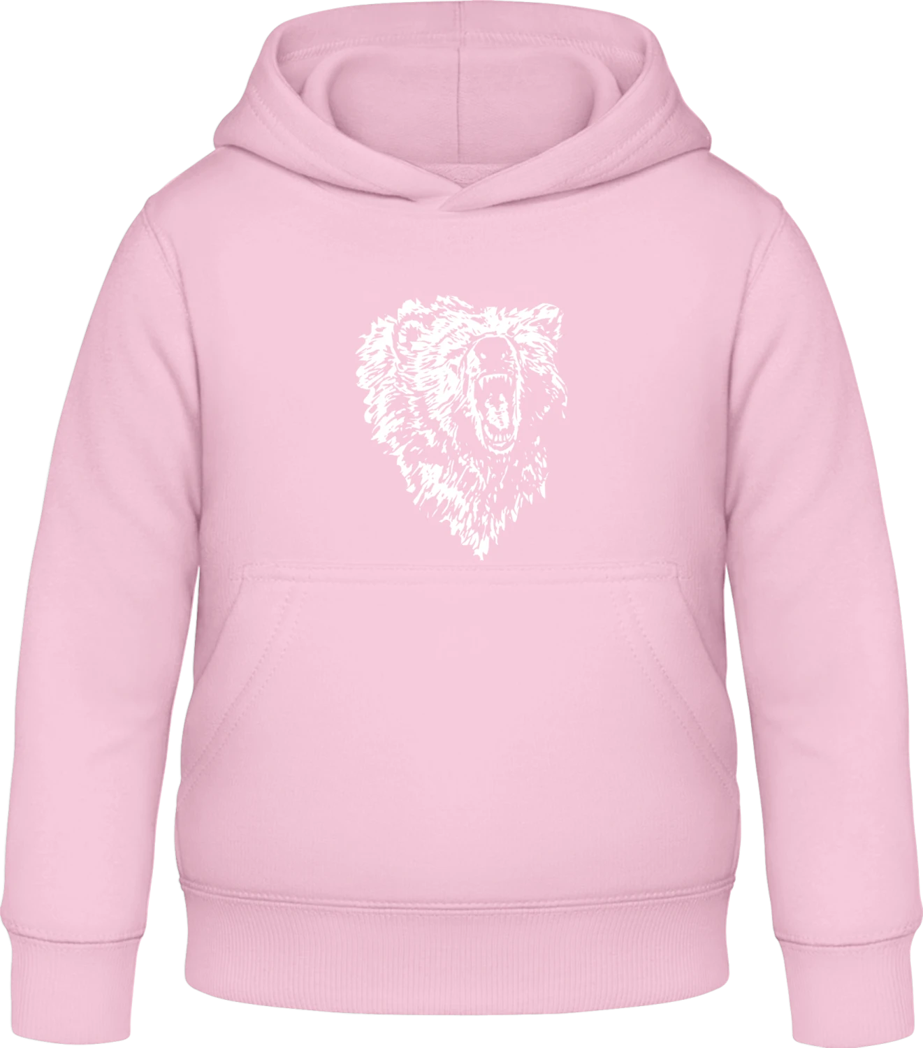 Bear Head Effect - Baby pink Awdis Hoodie Kids - Front